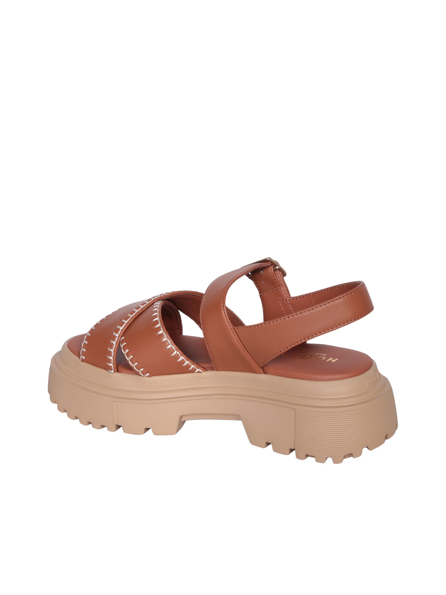 Shop Hogan H644 Brown Sandals