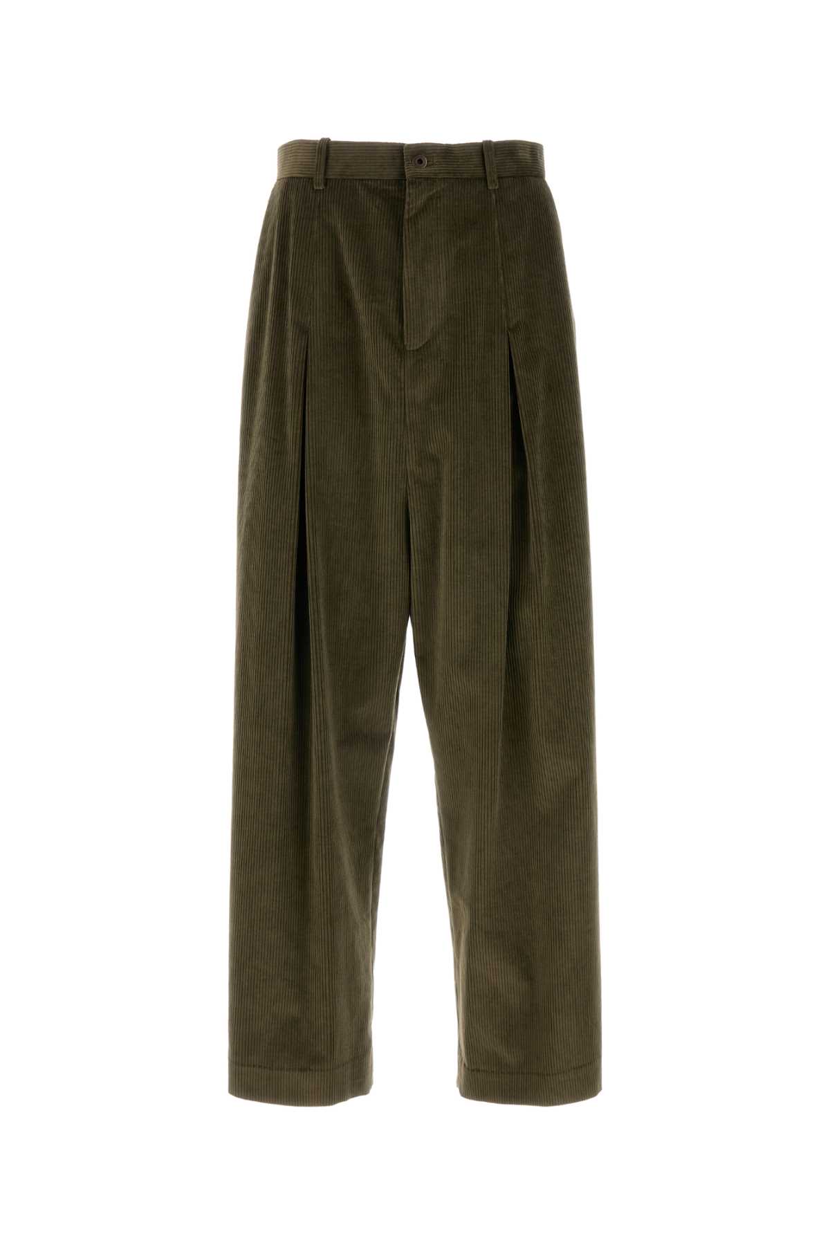 Shop Loewe Khaki Corduroy Wide-leg Pant In Khakigreen