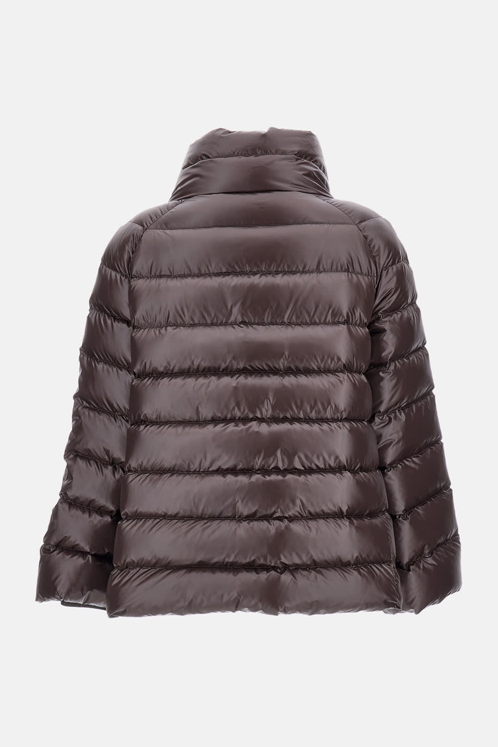 Fay Glossy Brown Puffer Jacket With High Collar In Brown