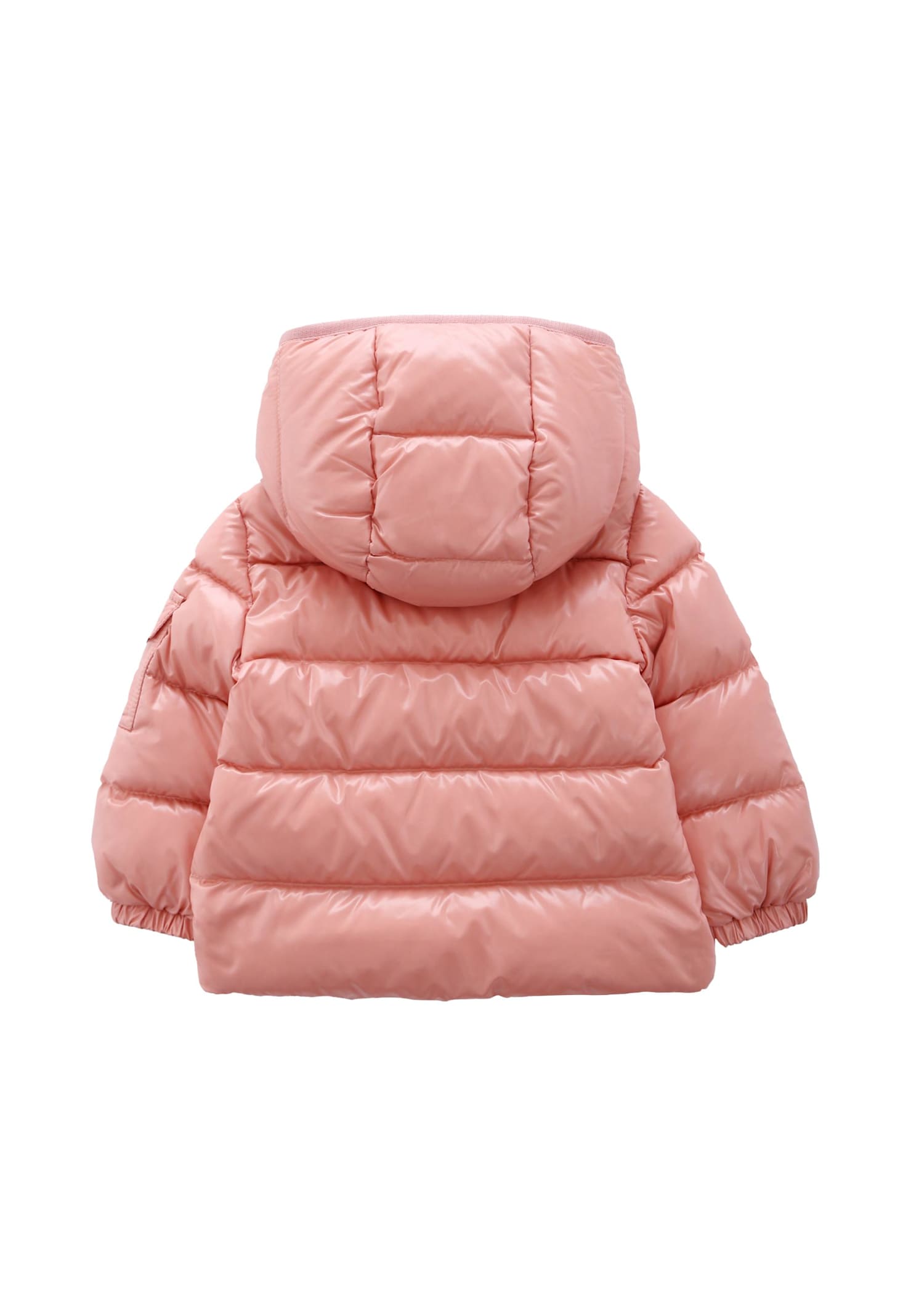 Moncler Pink Bady Down Jacket For Baby Girl With Logo In Pink