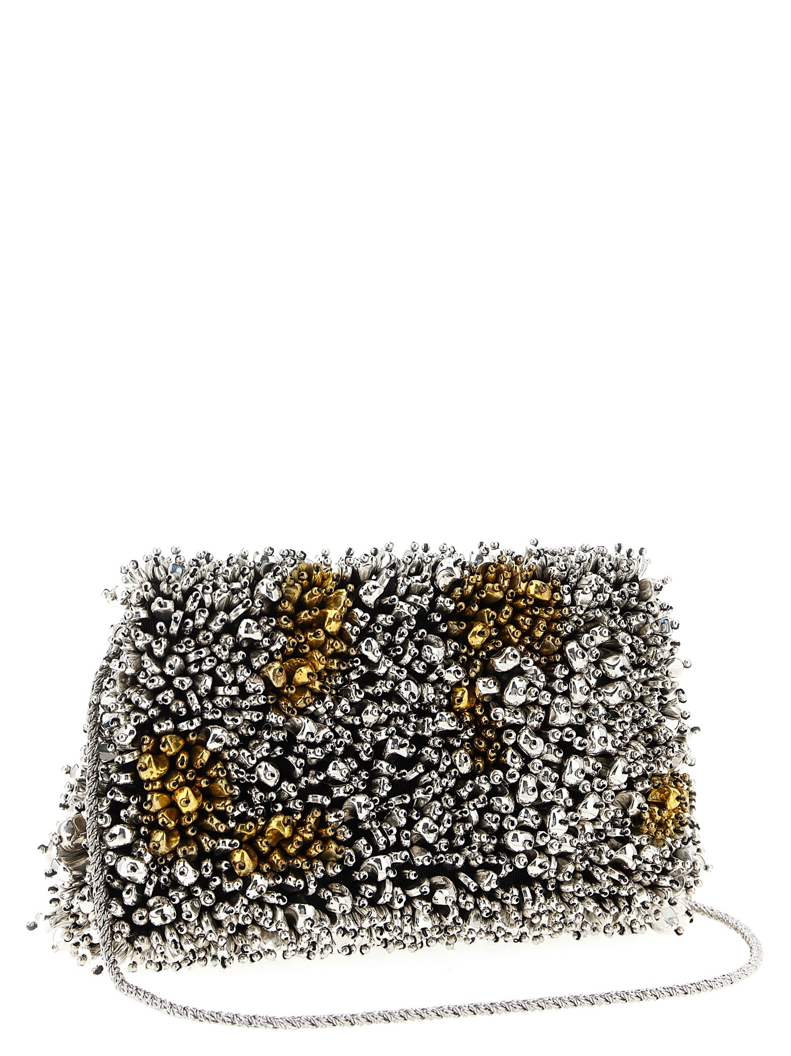 Dries Van Noten Small Embroidered Envelope Clutch Women In Silver