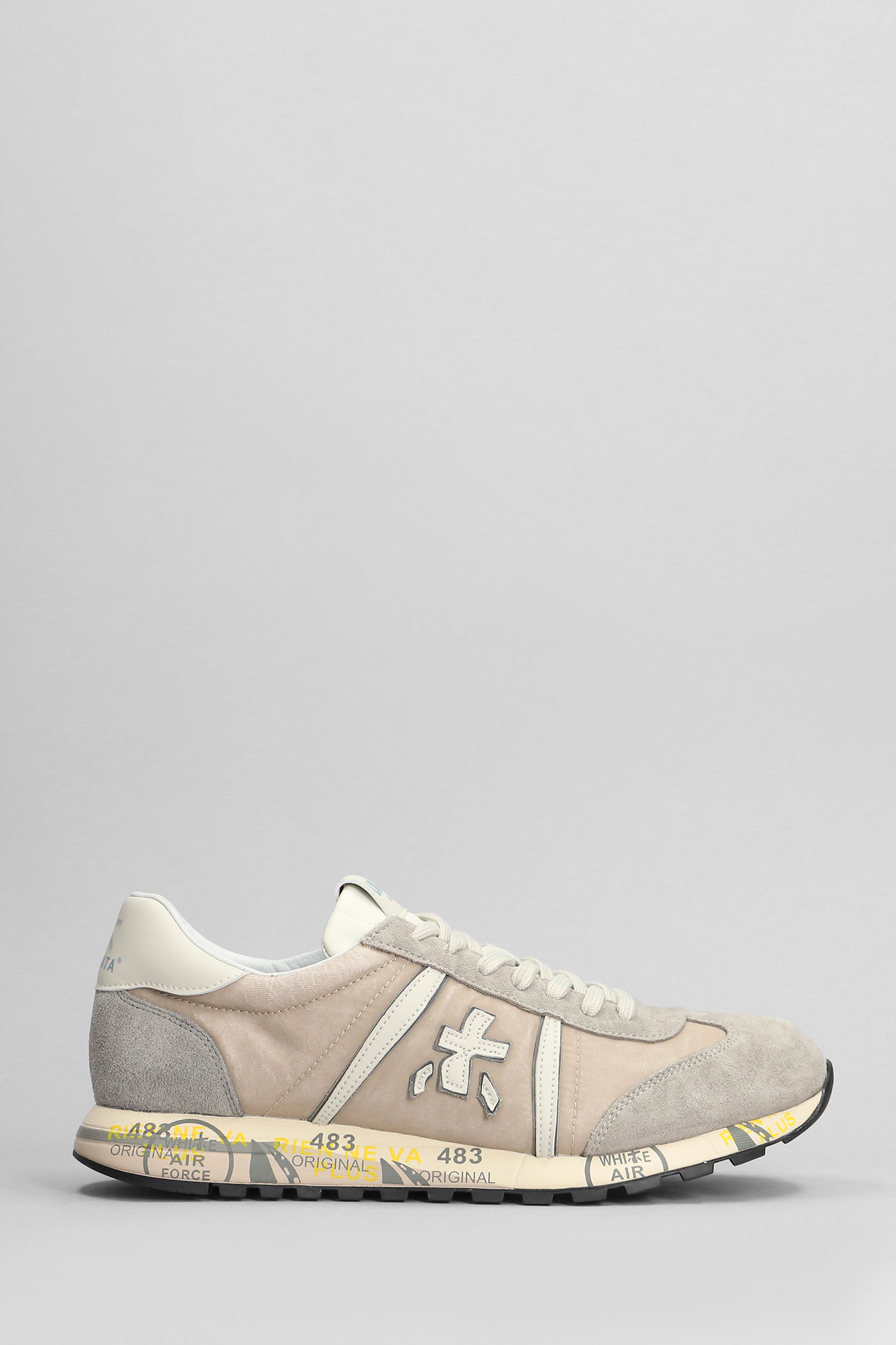 Shop Premiata Lucy Sneakers In Taupe Suede And Fabric In Beige
