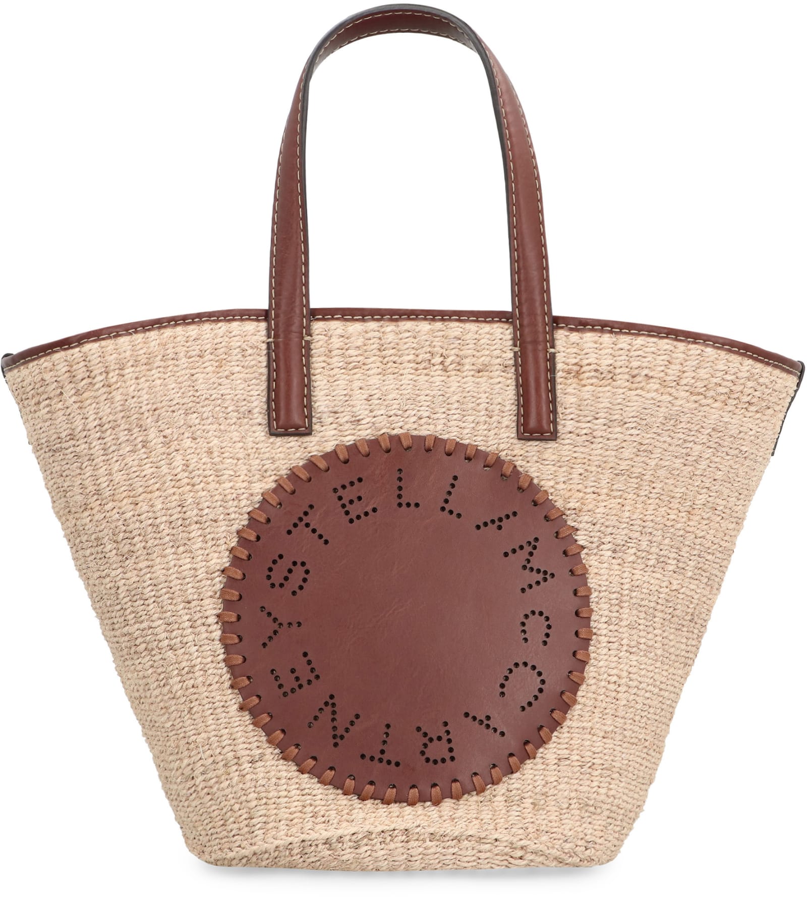 Shop Stella Mccartney Raffia Tote Bag In Ecru