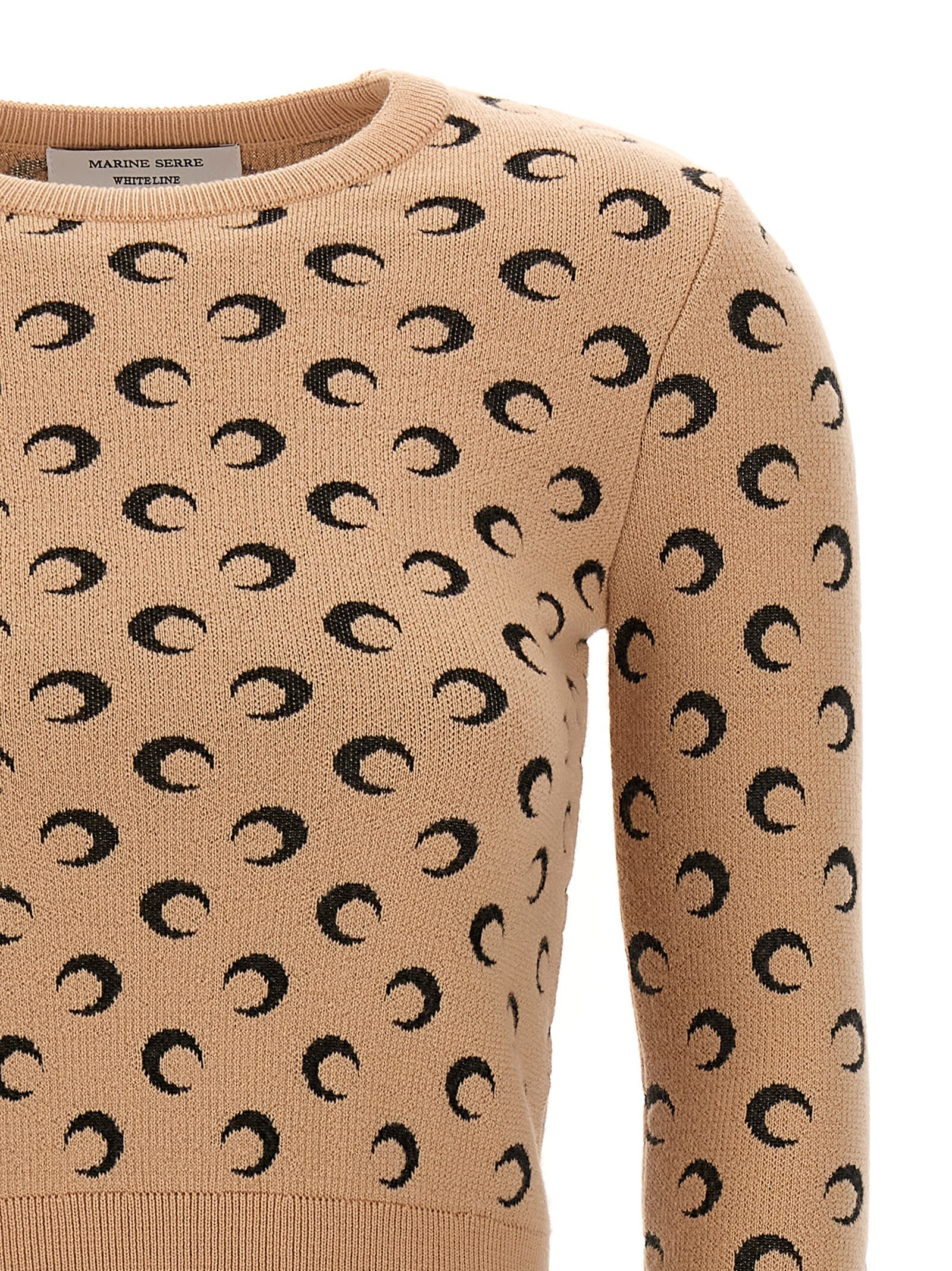 Shop Marine Serre Moon Jacquard Sweater In Beige