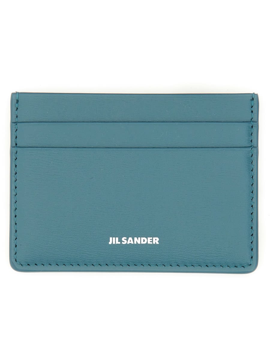 Jil Sander Leather Card Holder In Blue