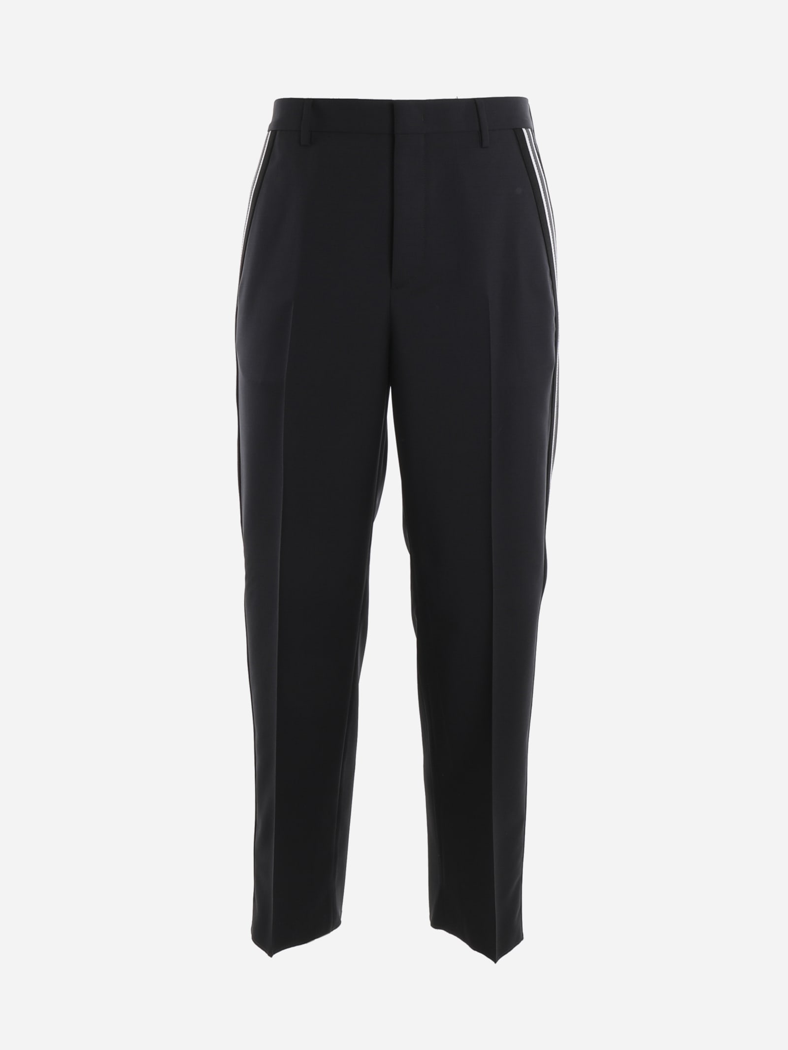 VALENTINO TROUSERS WITH CONTRASTING SIDE BANDS,VV3RBG01 71K37X