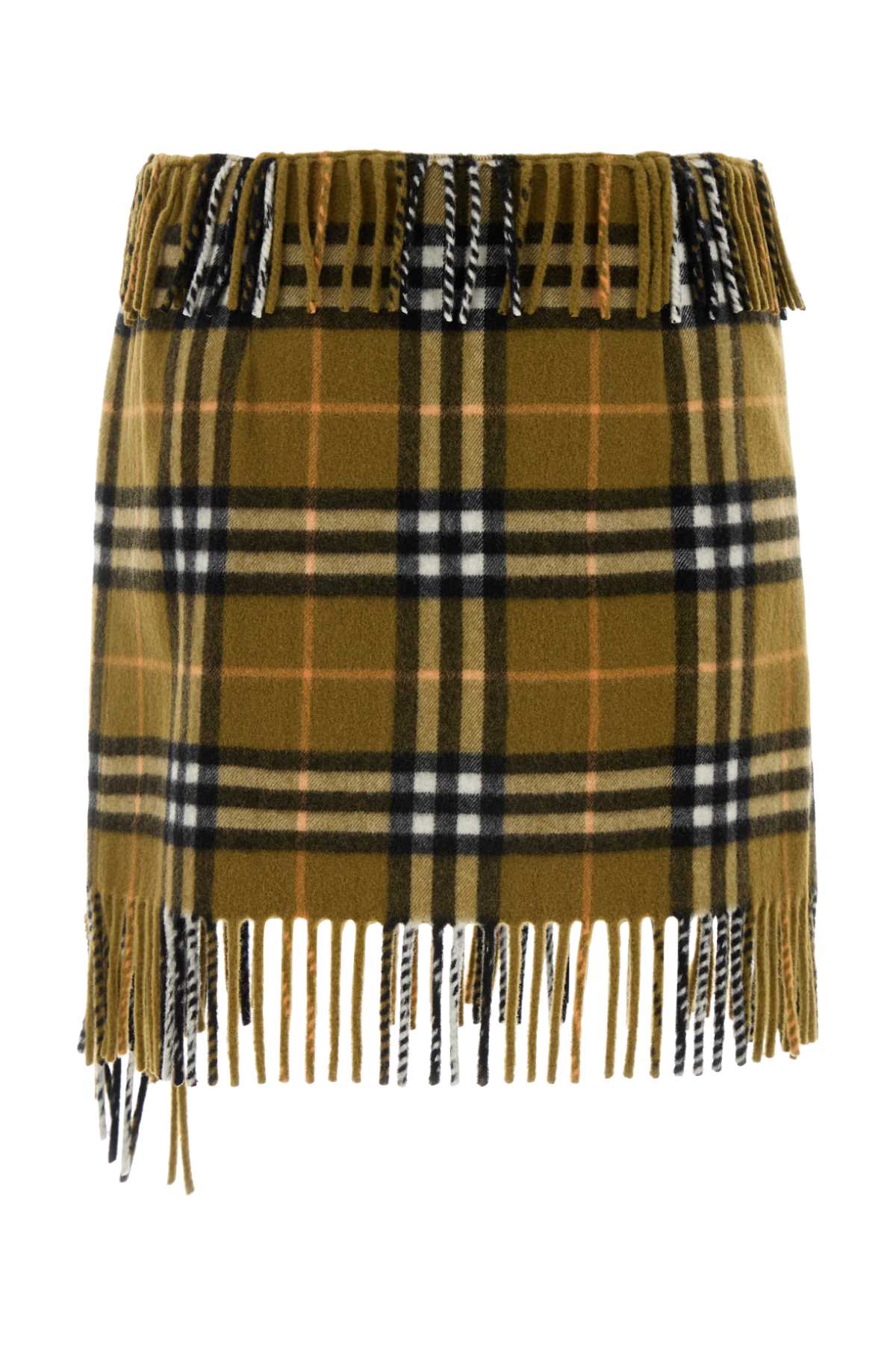 Shop Burberry Embroidered Wool Blend Mini Skirt In Oxide