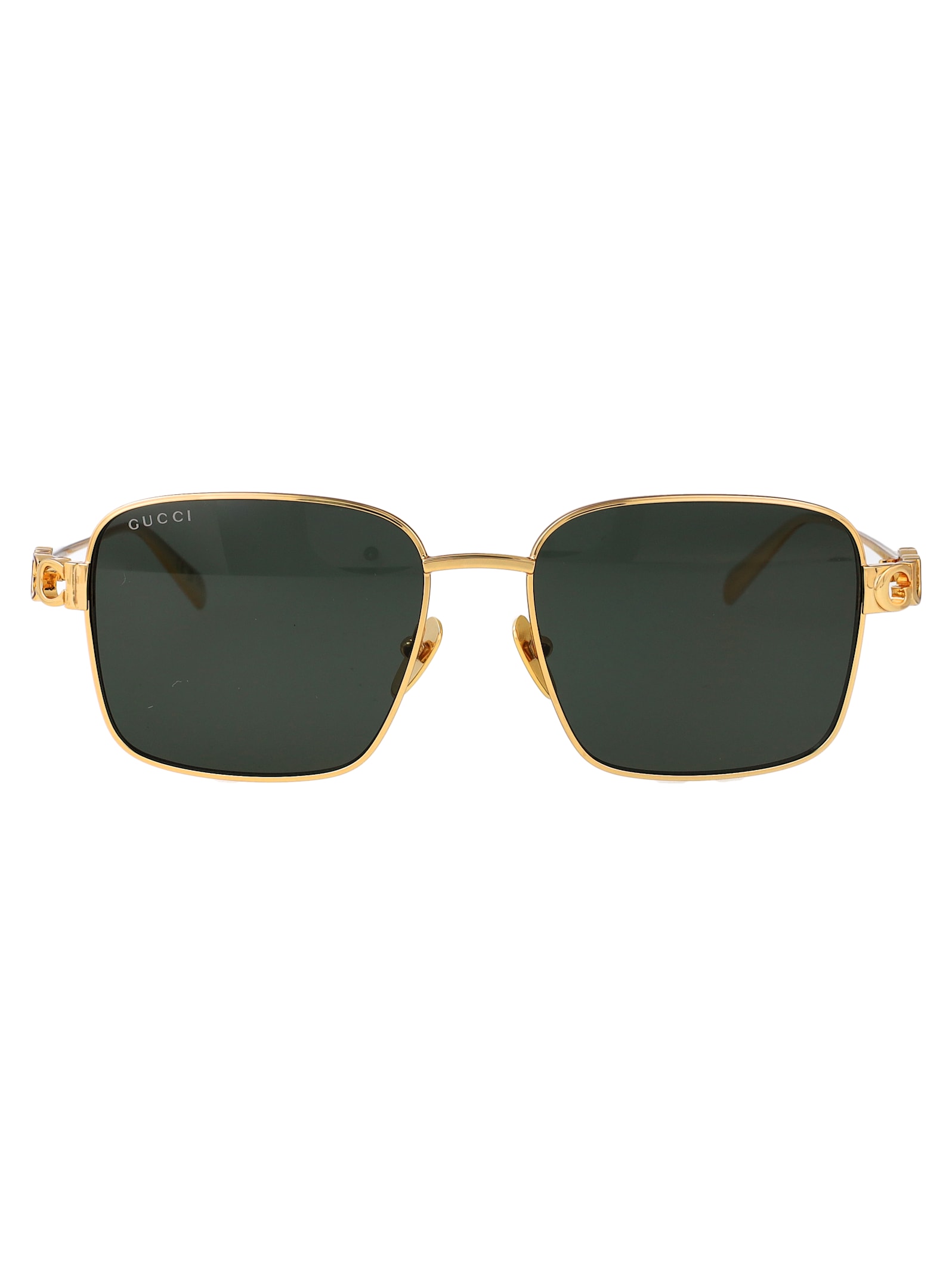 Gucci Gold-gold-grey Metal Sunglasses In Gold