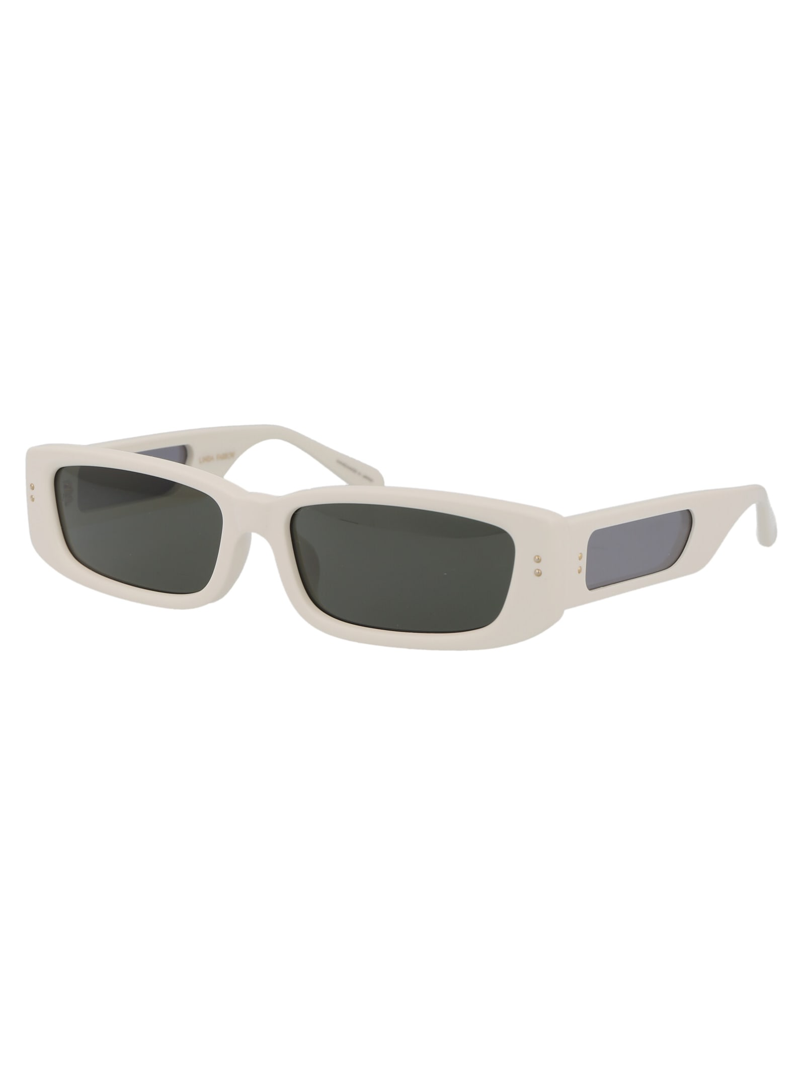 Shop Linda Farrow Talita Sunglasses In White/lightgold/grey