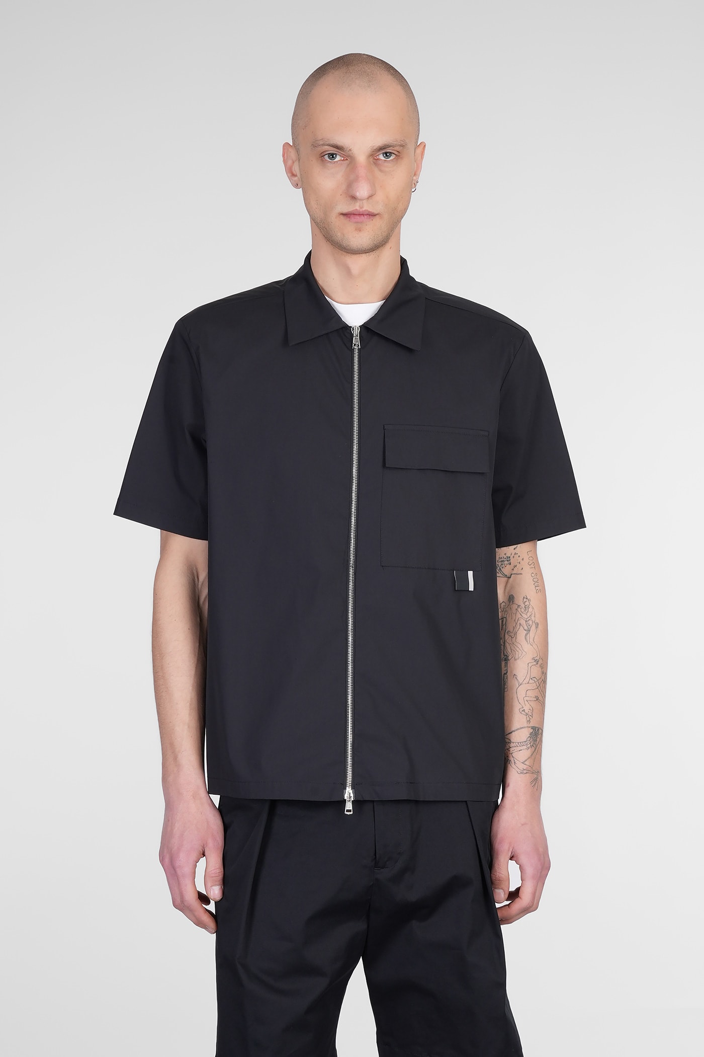 S153 Shirt In Black Cotton