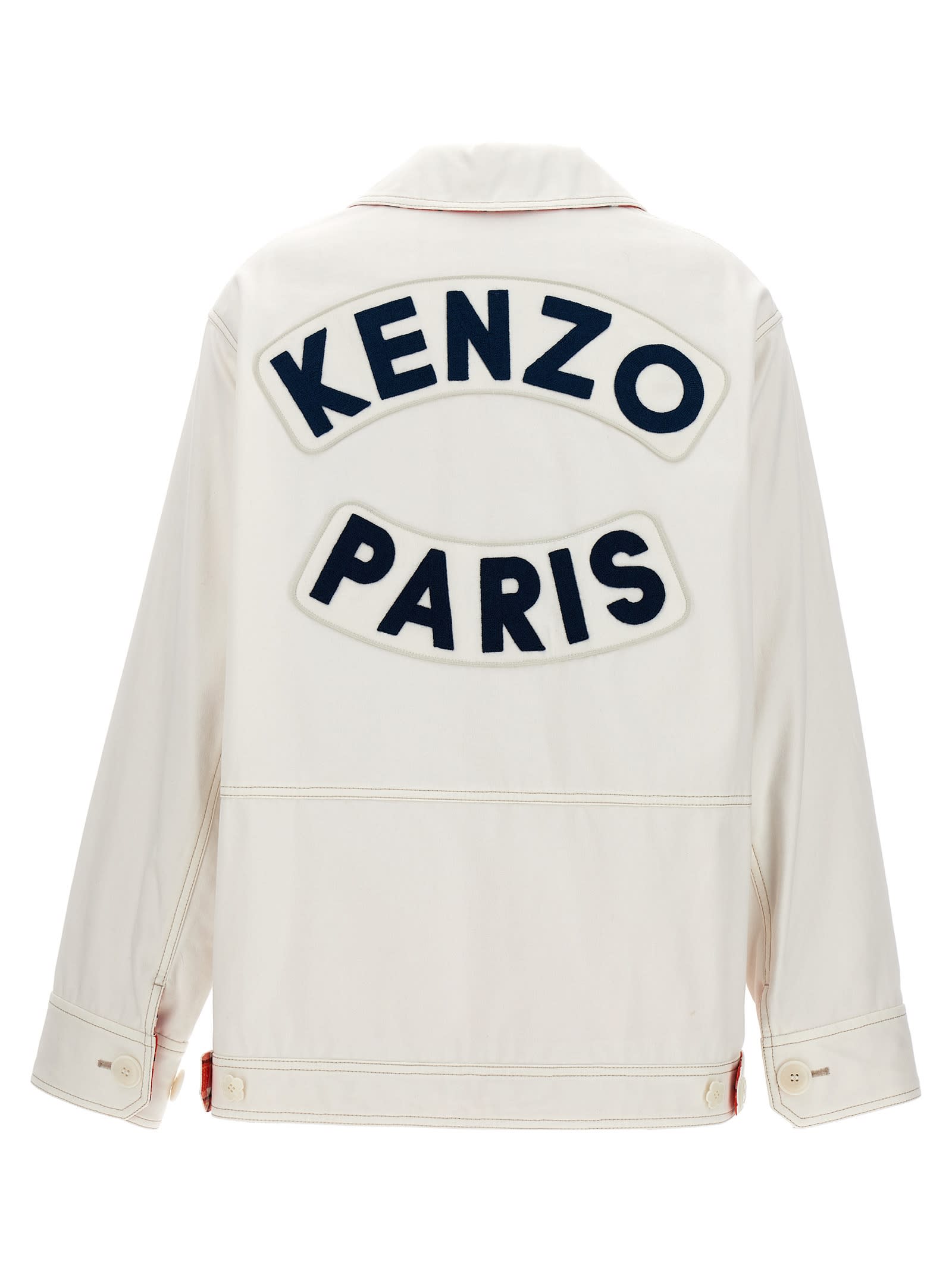 Shop Kenzo Workwear Jacket In Blanc Casse