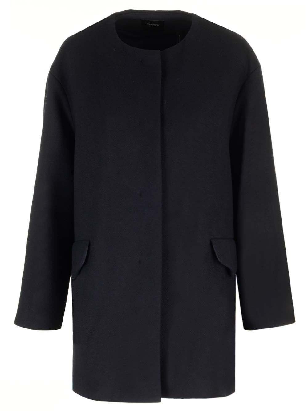 Shop Theory Recycled Wool Coat In Blue