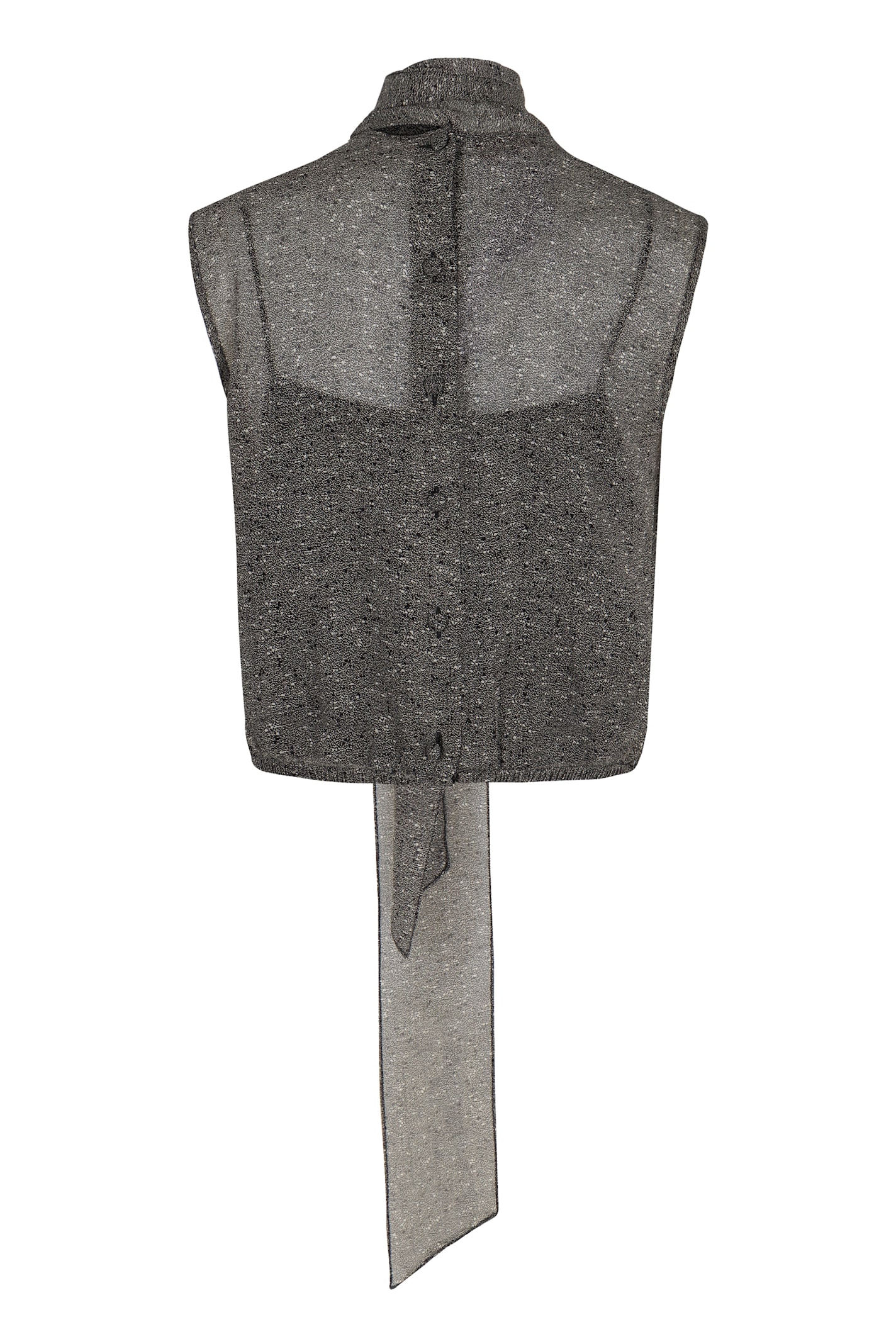 Gucci Top In Georgette Di Seta Trasparente In Gray