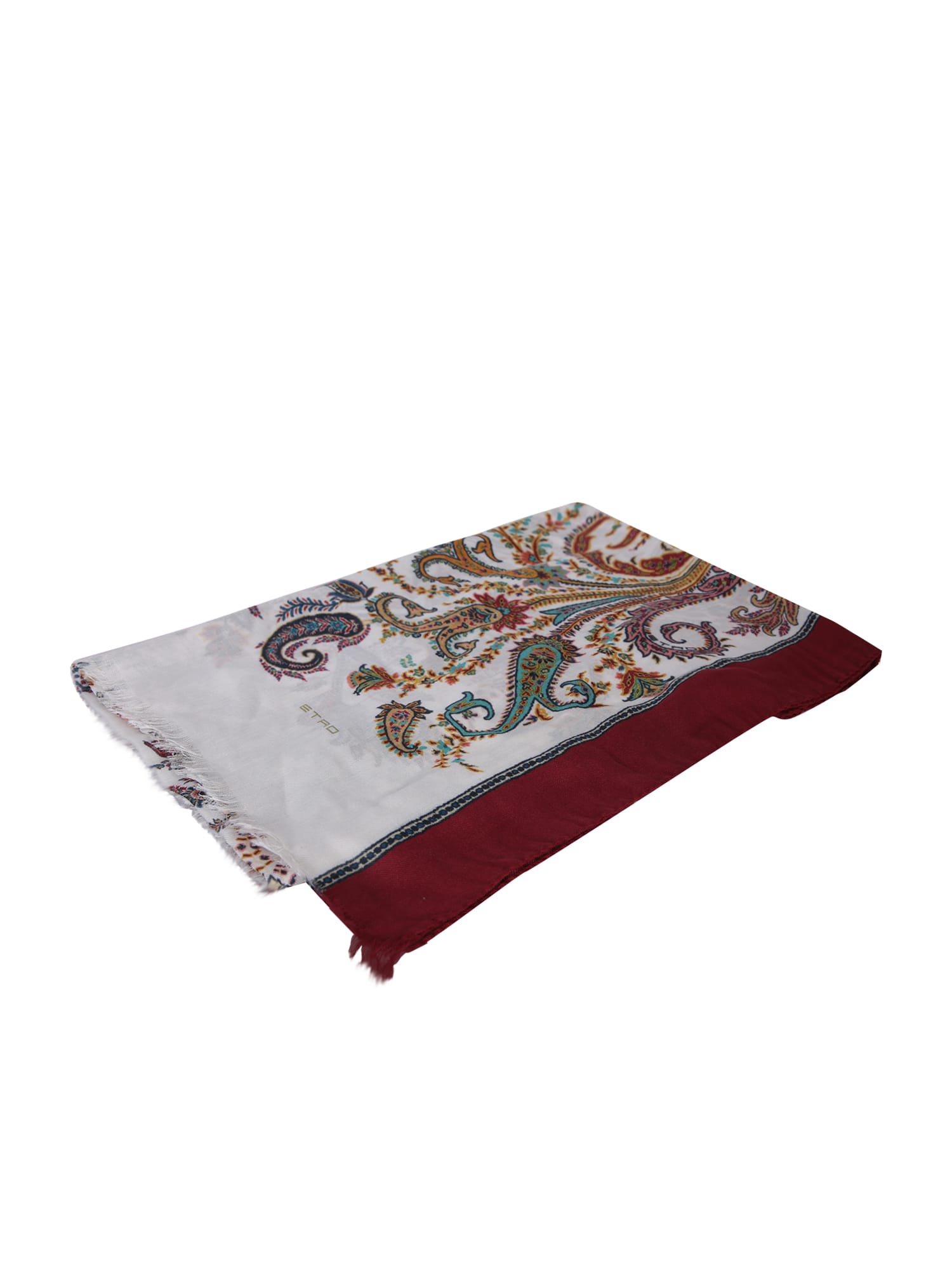 Shop Etro Paisley White/red Scarf