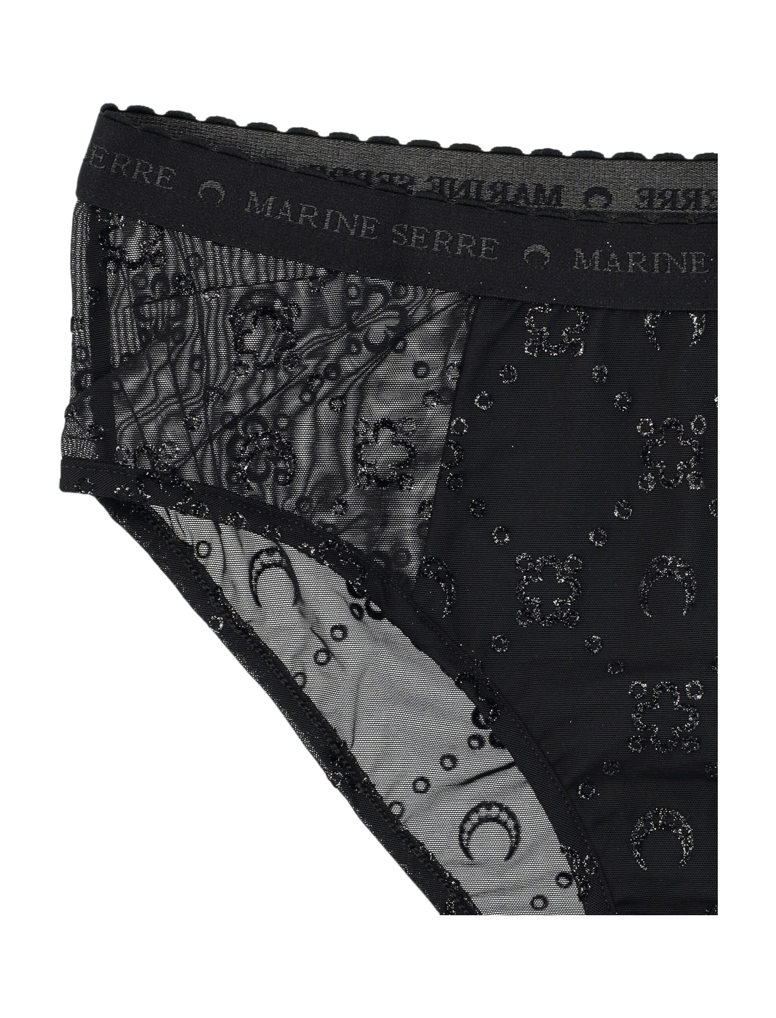 Marine Serre High Elastic Brief Mesh Flock Glitter In Black