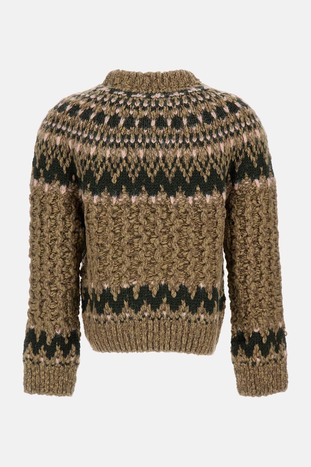 Moncler Patterned Mock-neck Sweater In Brown