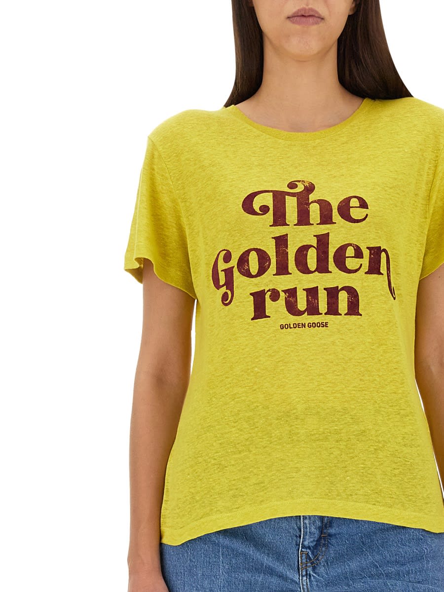 Shop Golden Goose Logo Print T-shirt In Yellow