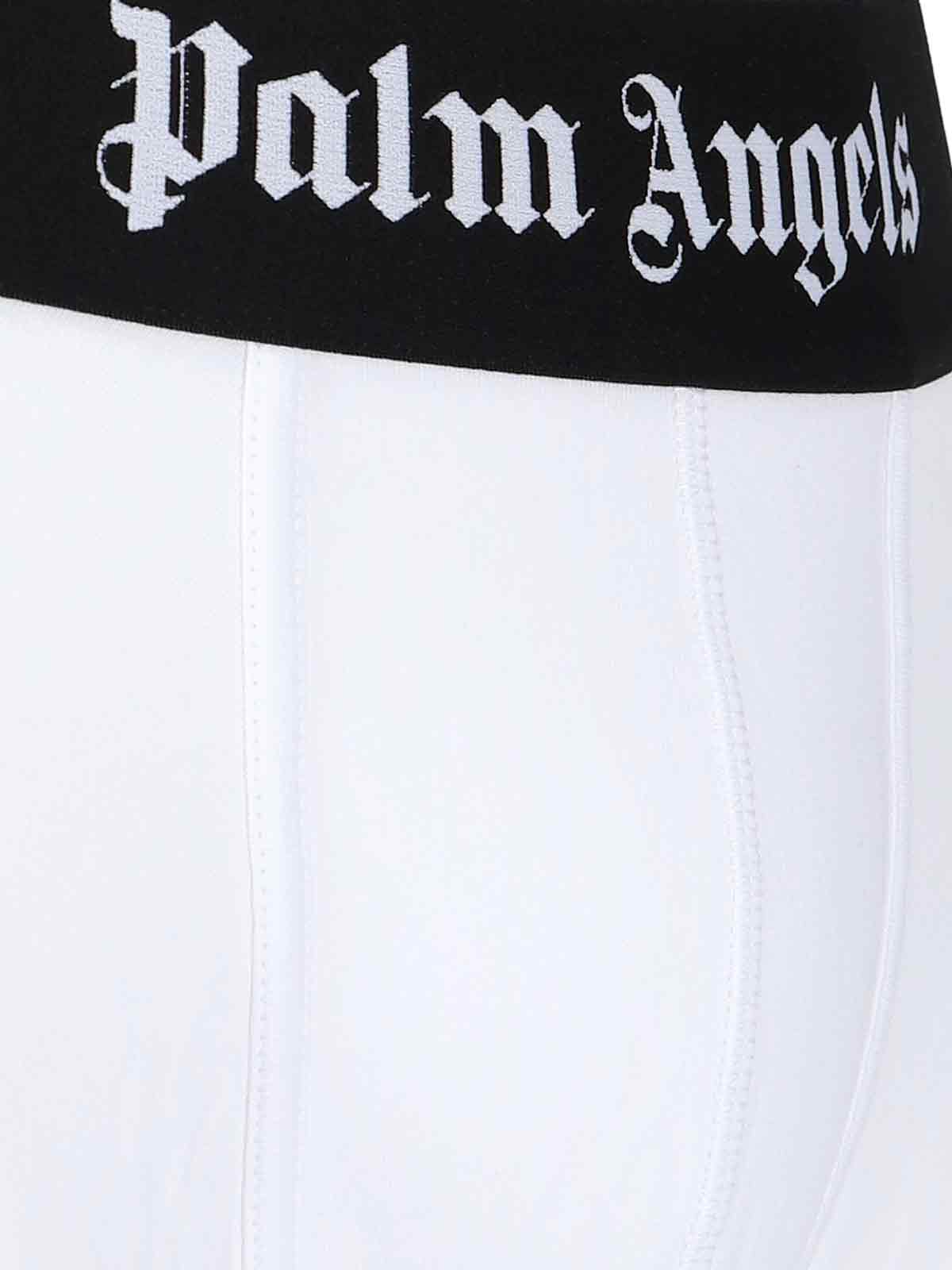 Palm Angels Logo Stretch Cotton Boxer Briefs In White