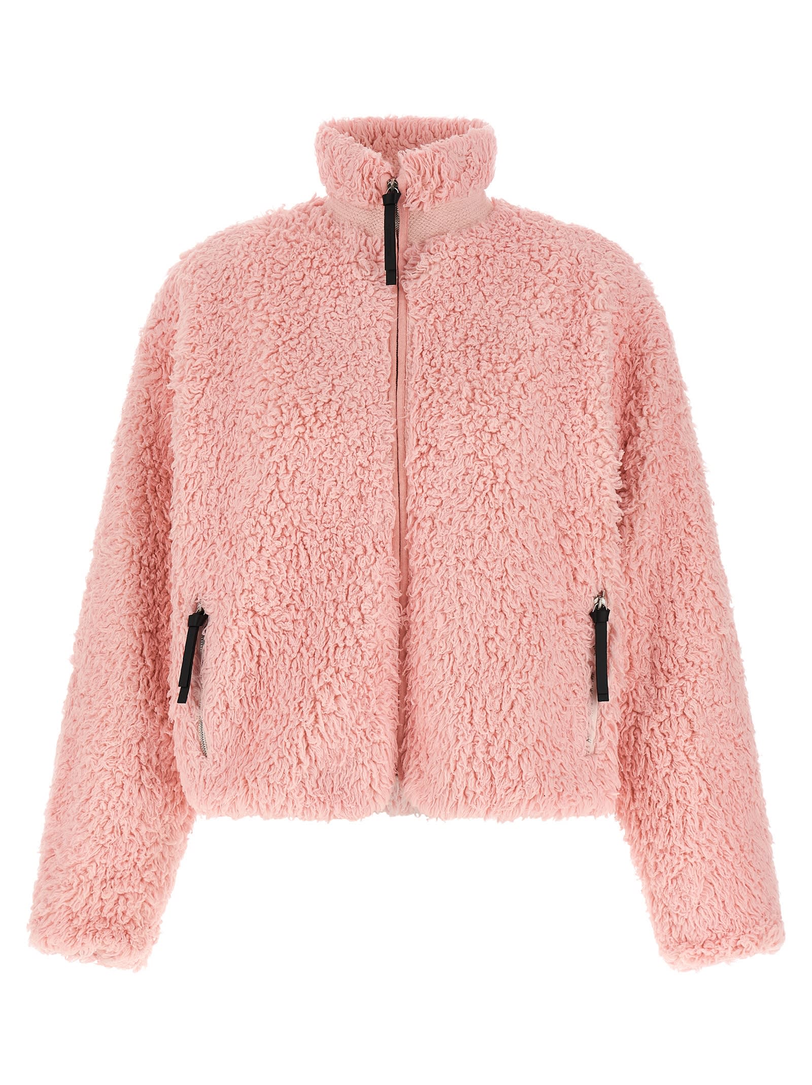 Jil Sander Teddy-effect Zip-front Jacket In Pink