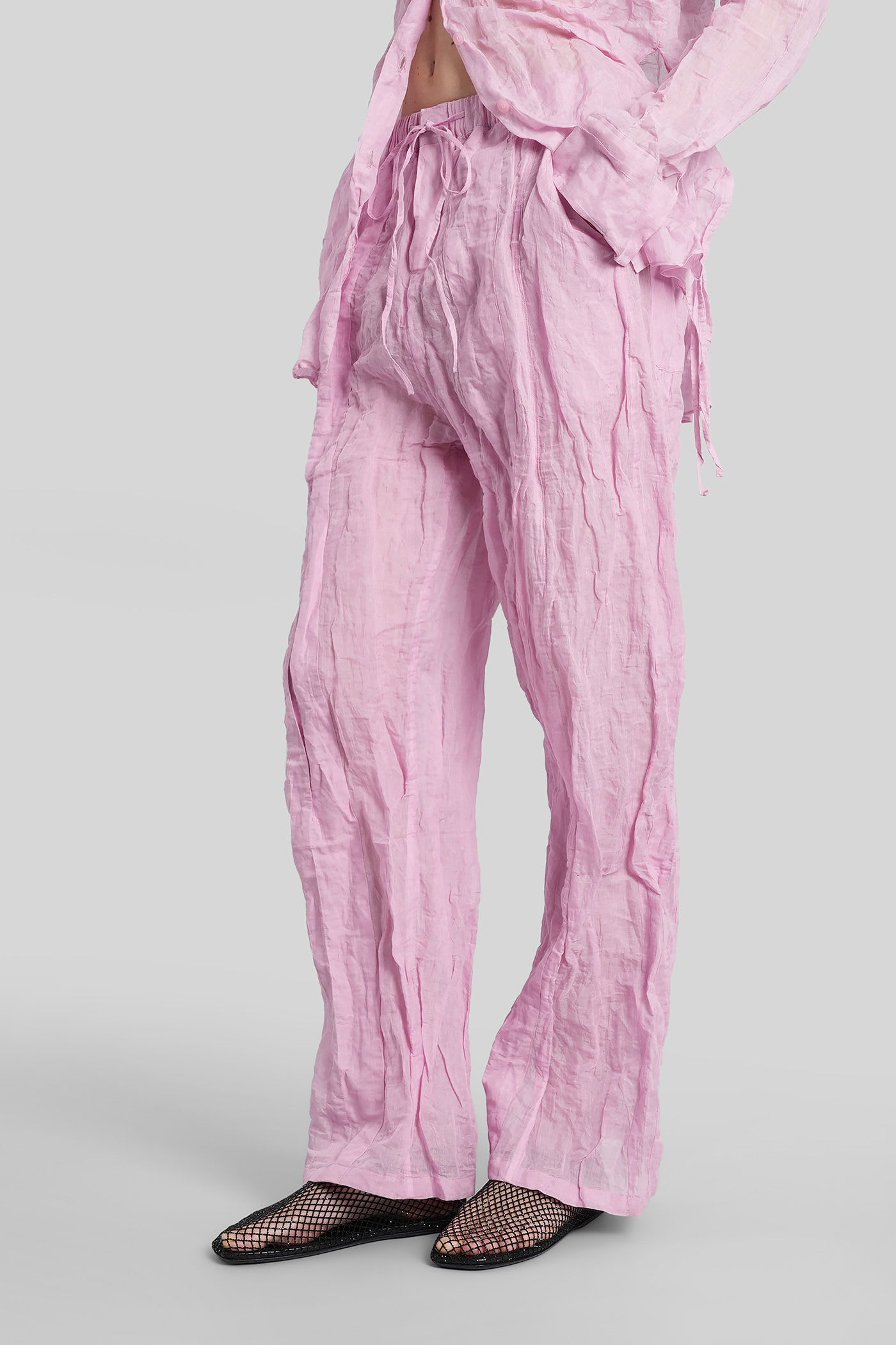 Christopher Esber Pants In Rose-pink Cotton In Pink