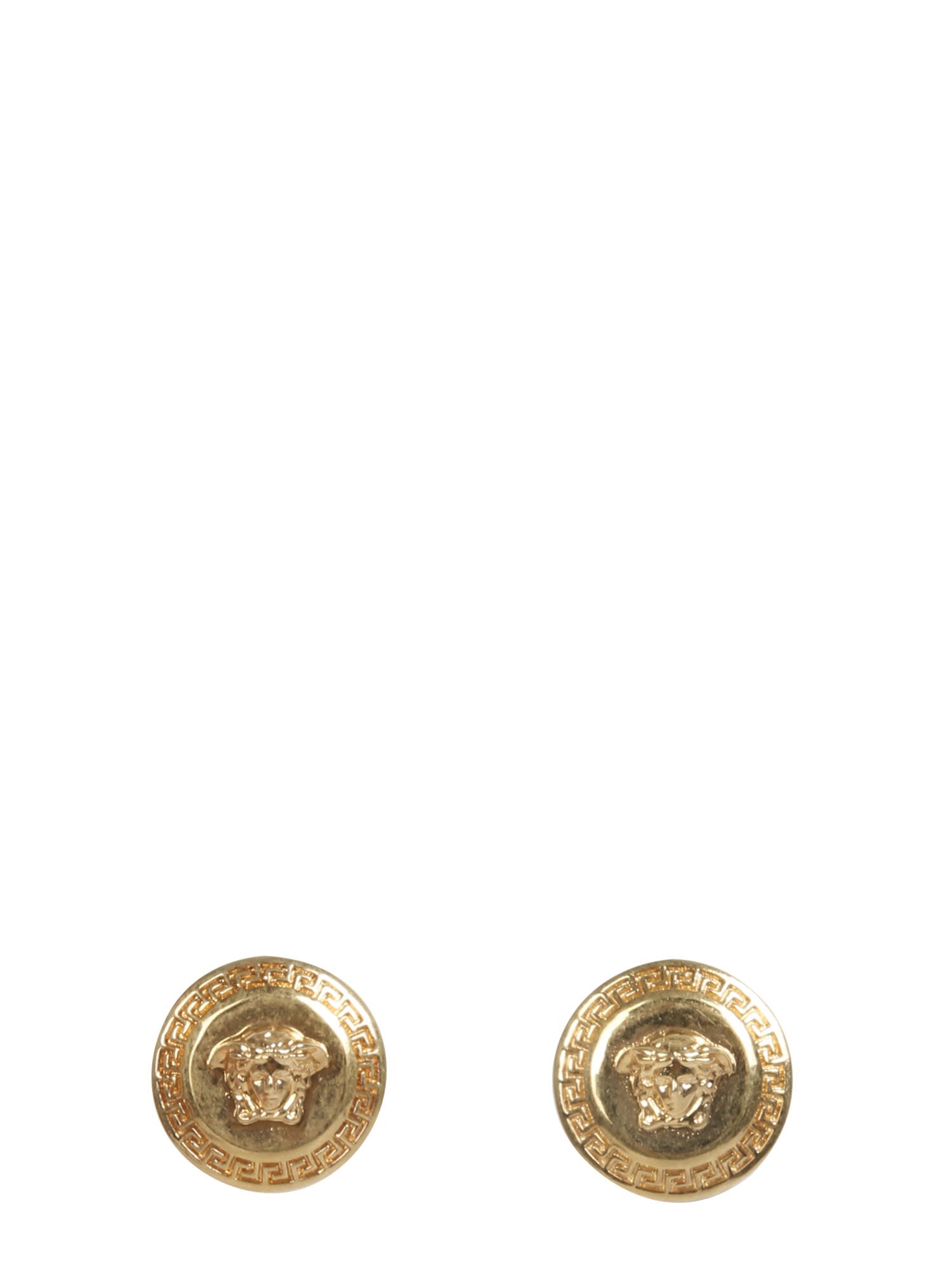 Shop Versace Tribute Button Earrings In Gold