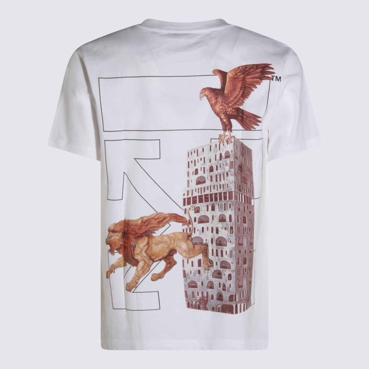 Off-white Graphic Print Crew Neck Short Sleeve Top In White