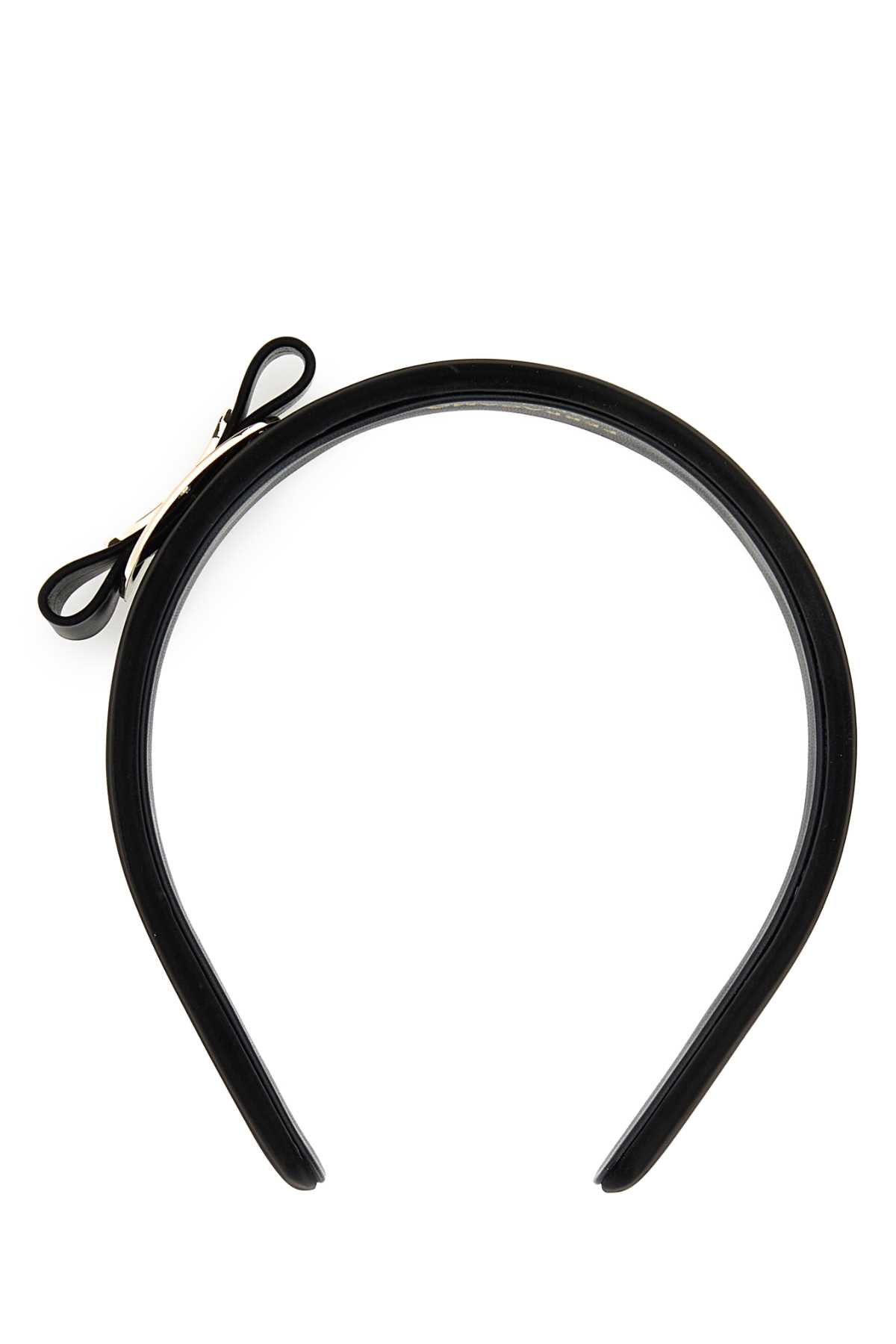 Ferragamo Black Leather Hairband In Black