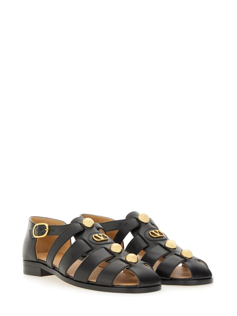 Valentino Garavani Sandal Fisherman Vlogo Signature In Black