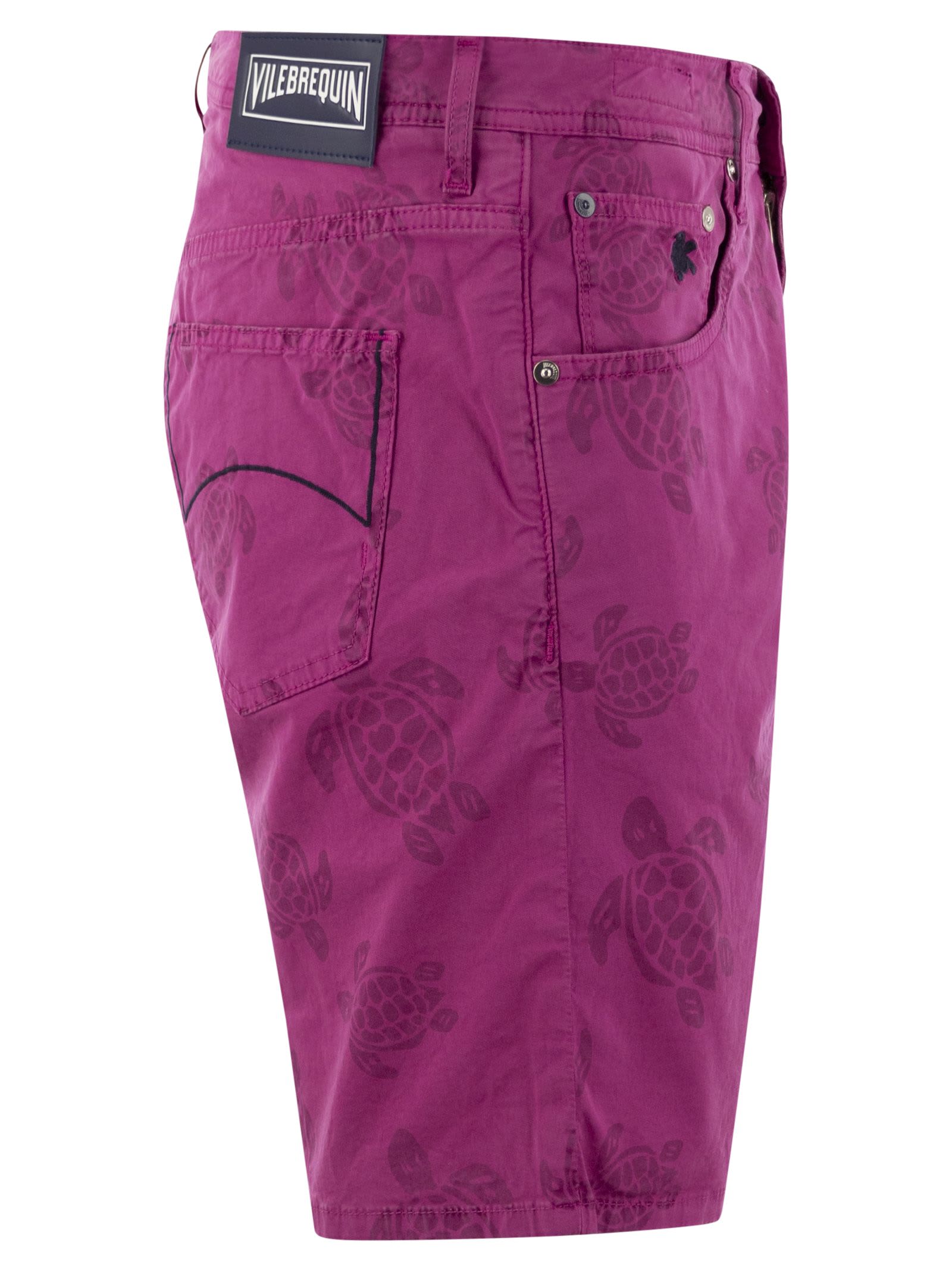 Shop Vilebrequin Bermuda Shorts With Ronde Des Tortues Resin Print In Fuchsia
