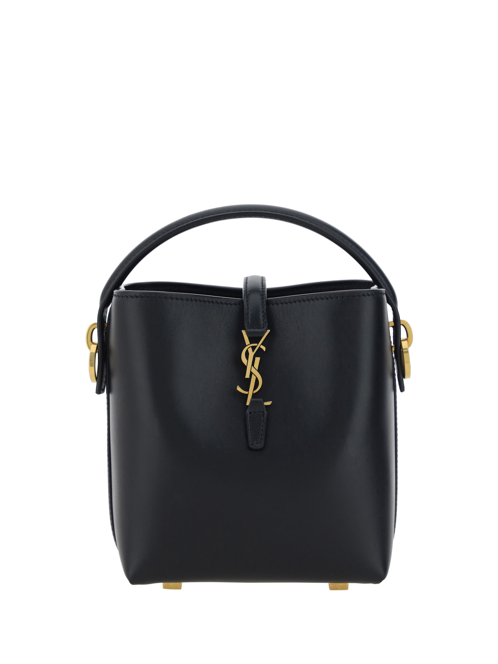 Saint Laurent Le 37 Mini Ysl Bucket Bag In Smooth Leather In Black