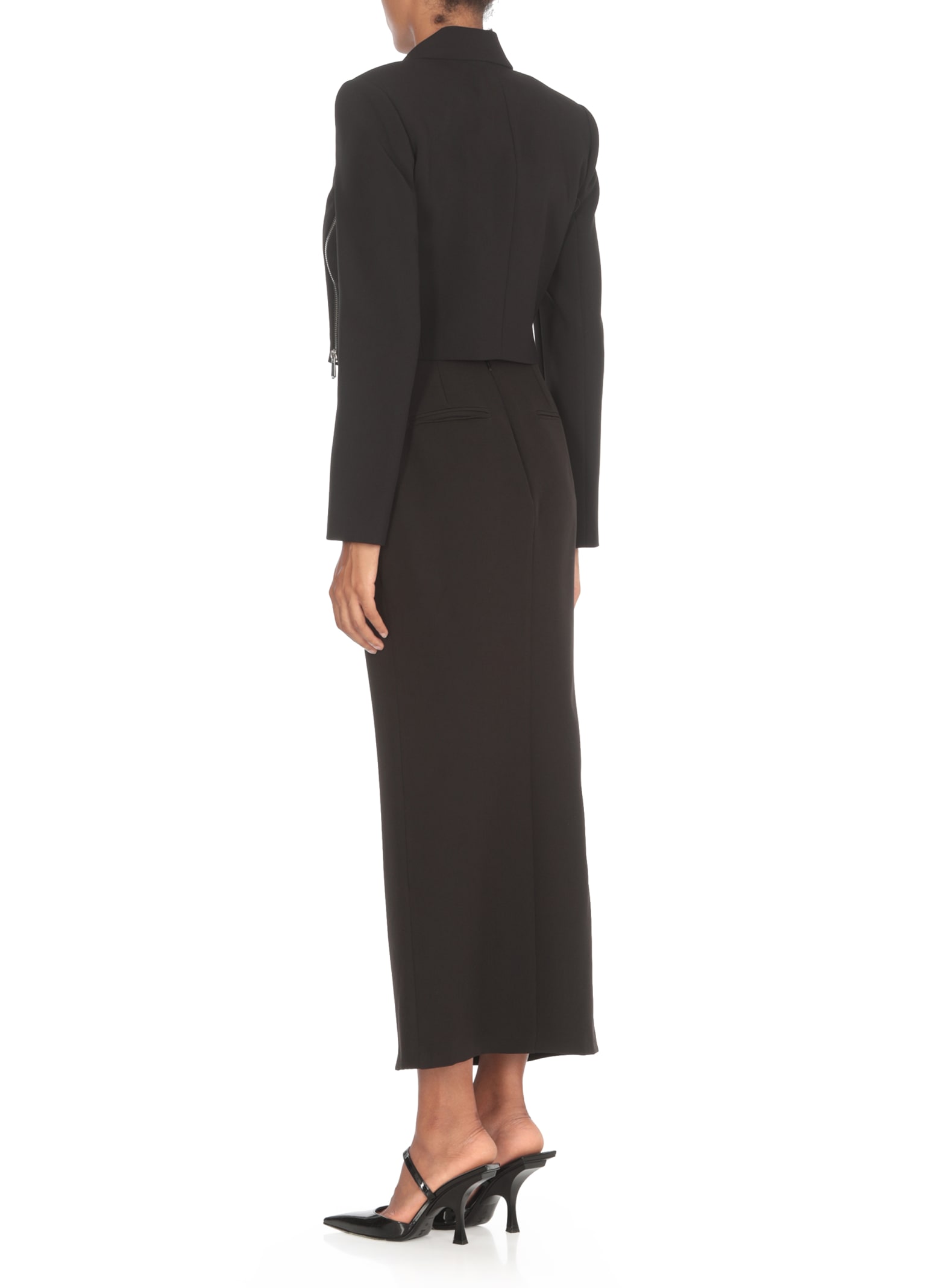 Shop Pinko Cropped Crepe Jacket In Black