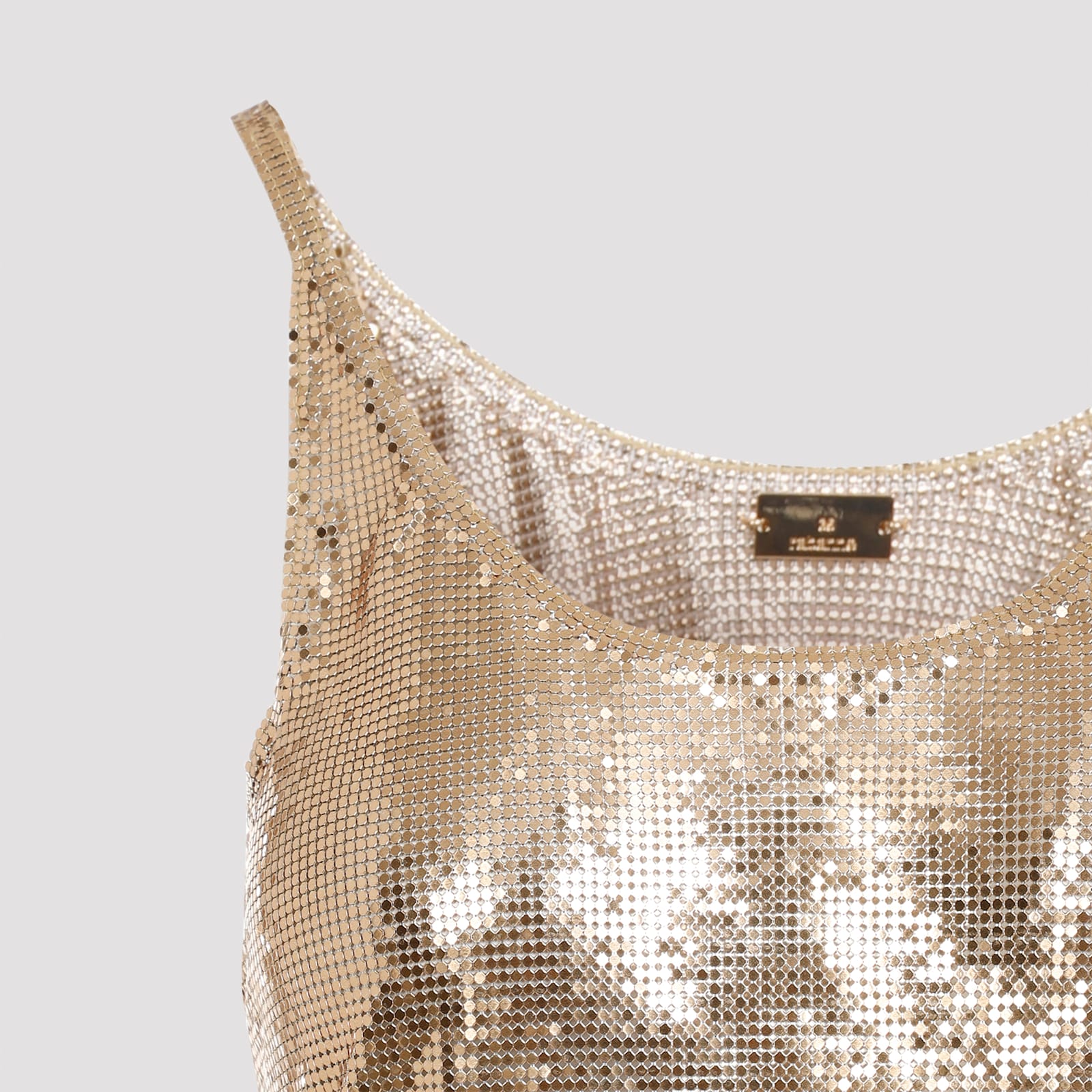 Shop Rabanne Print Mesh Tank Top In Gold