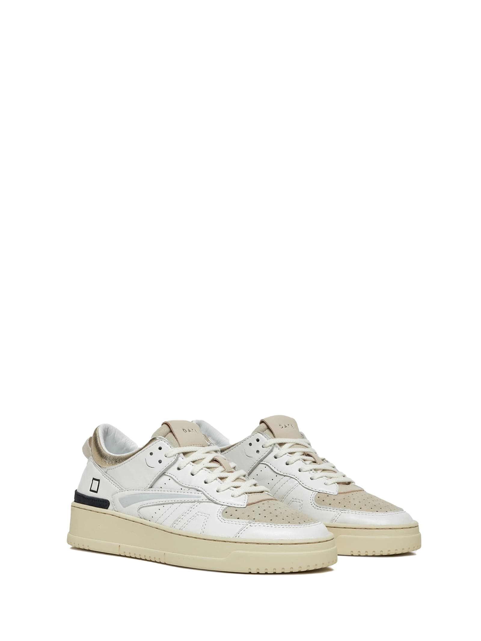 Shop Date Womens Torneo White Gold Leather Sneaker