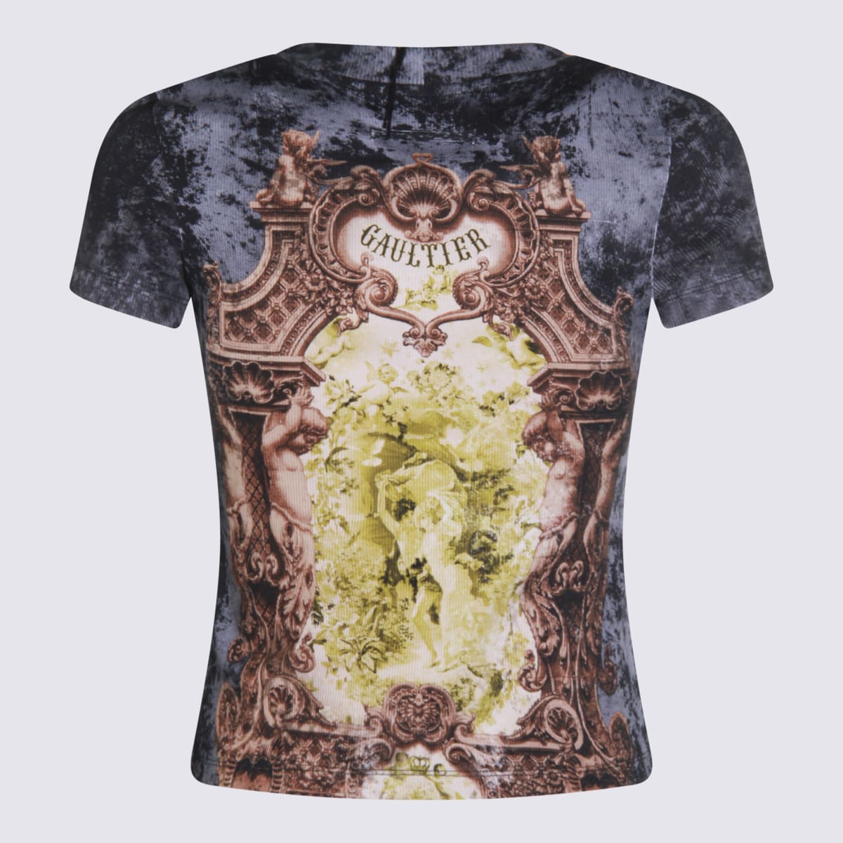 Jean Paul Gaultier Crew Neck Graphic Print Short Sleeves Top In Multi