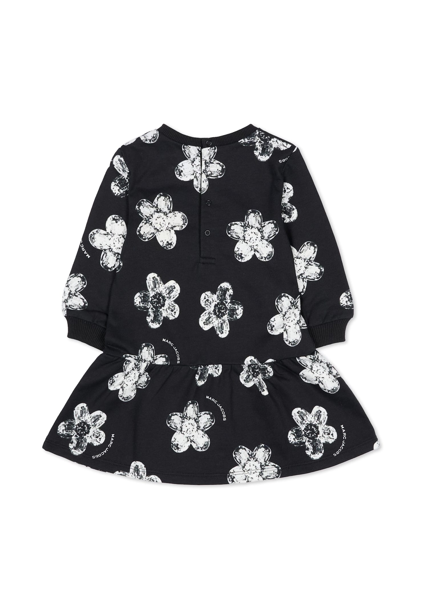 Marc Jacobs Black Dress For Baby Girl With Flowers In Black