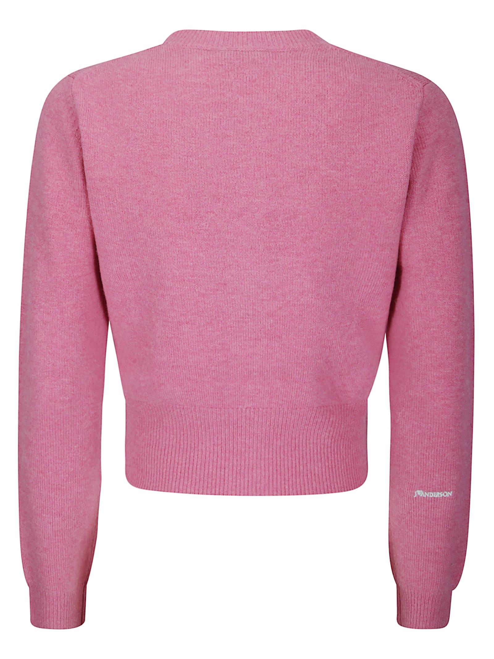 Jw Anderson Contrast Embroidery Cardigan In Pink
