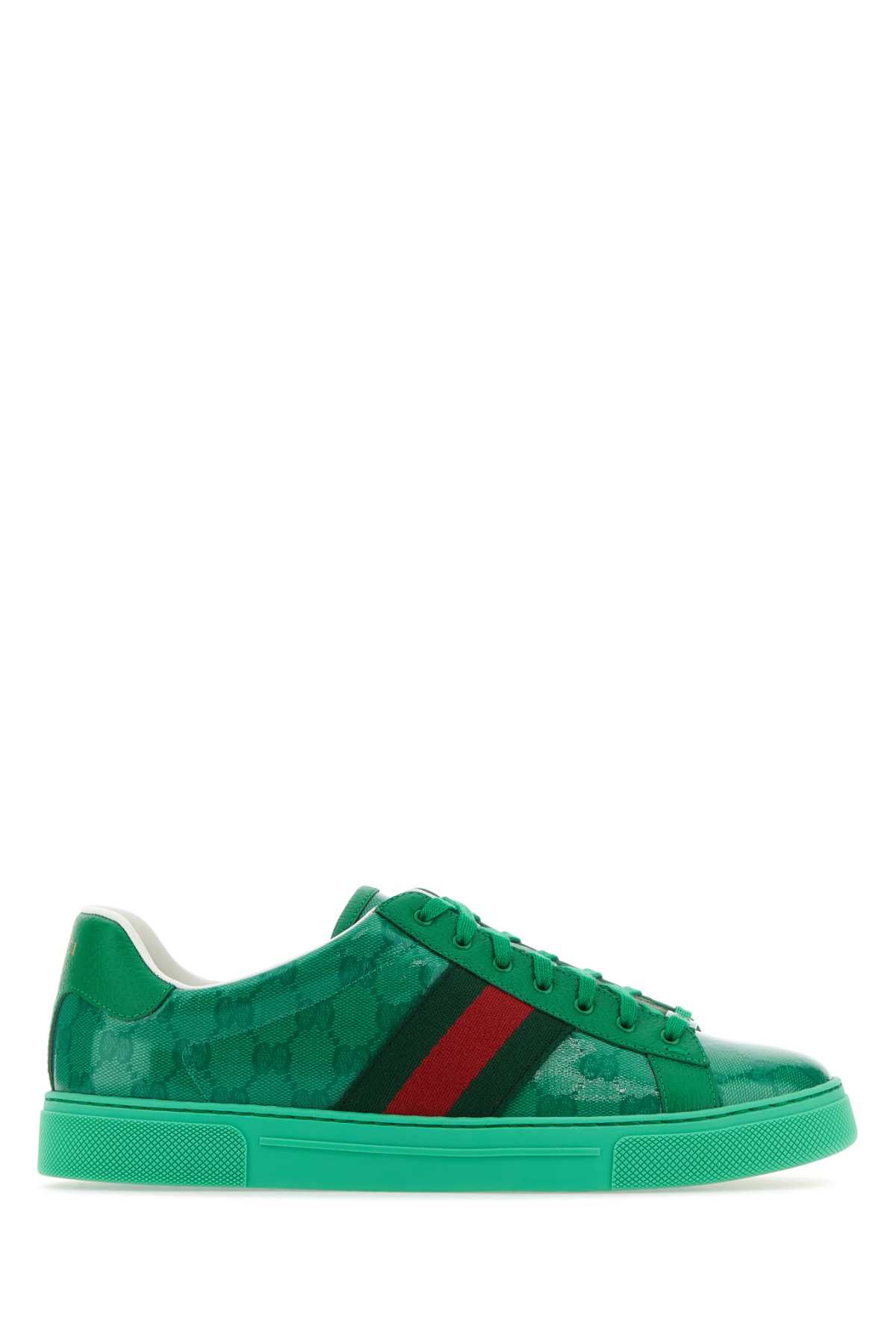Gucci Green Gg Crystal Fabric Ace Sneakers
