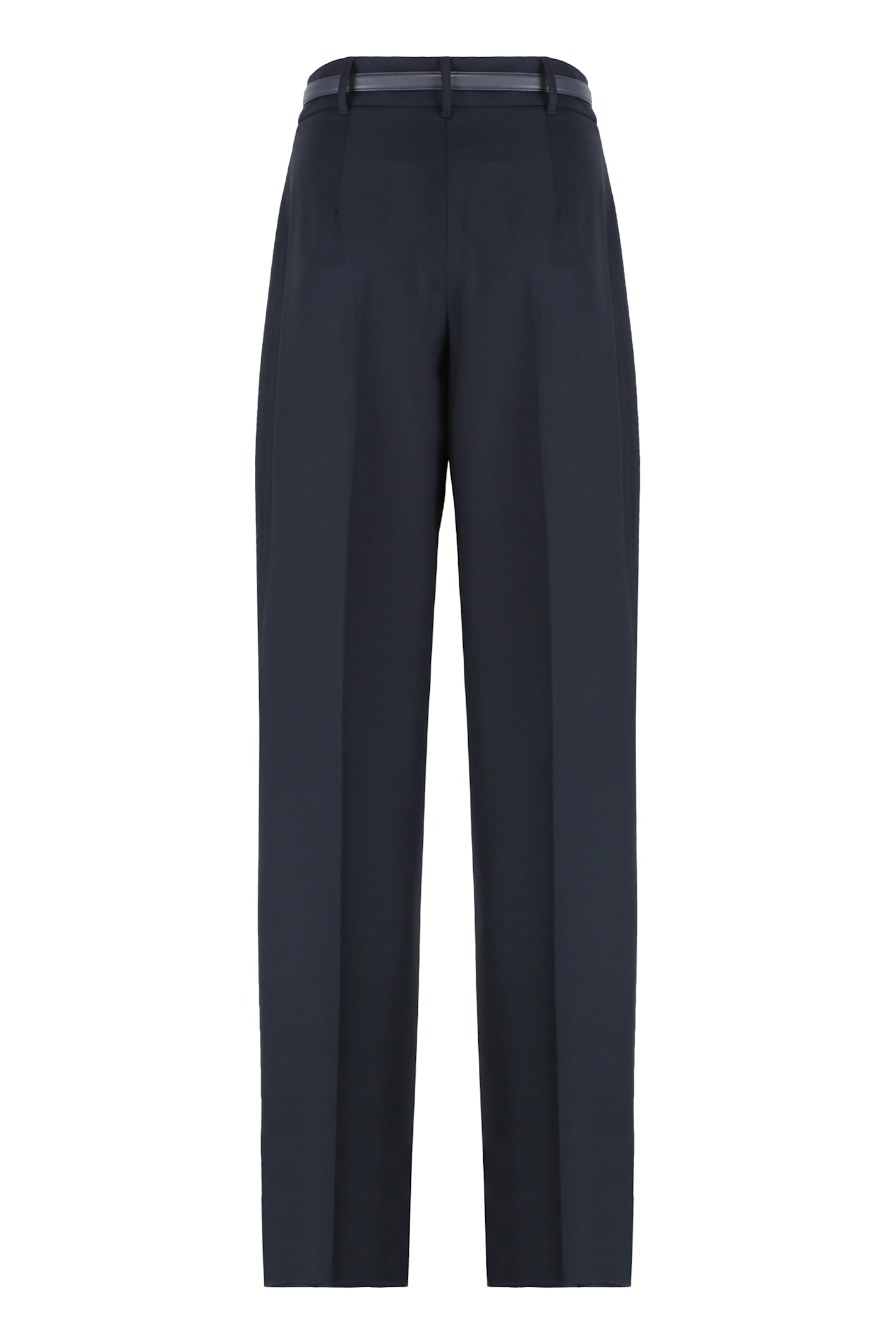 Max Mara Studio Trouser In Wool Belt In Blue