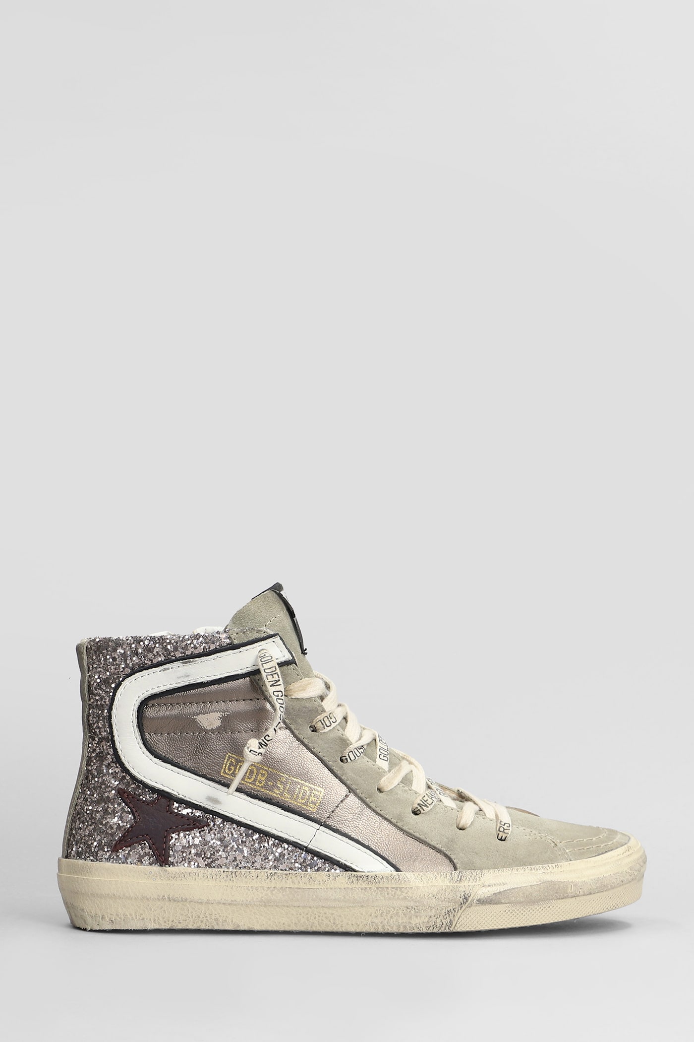 Shop Golden Goose Duble Quarter Sneakers In Grey Suede And Fabric