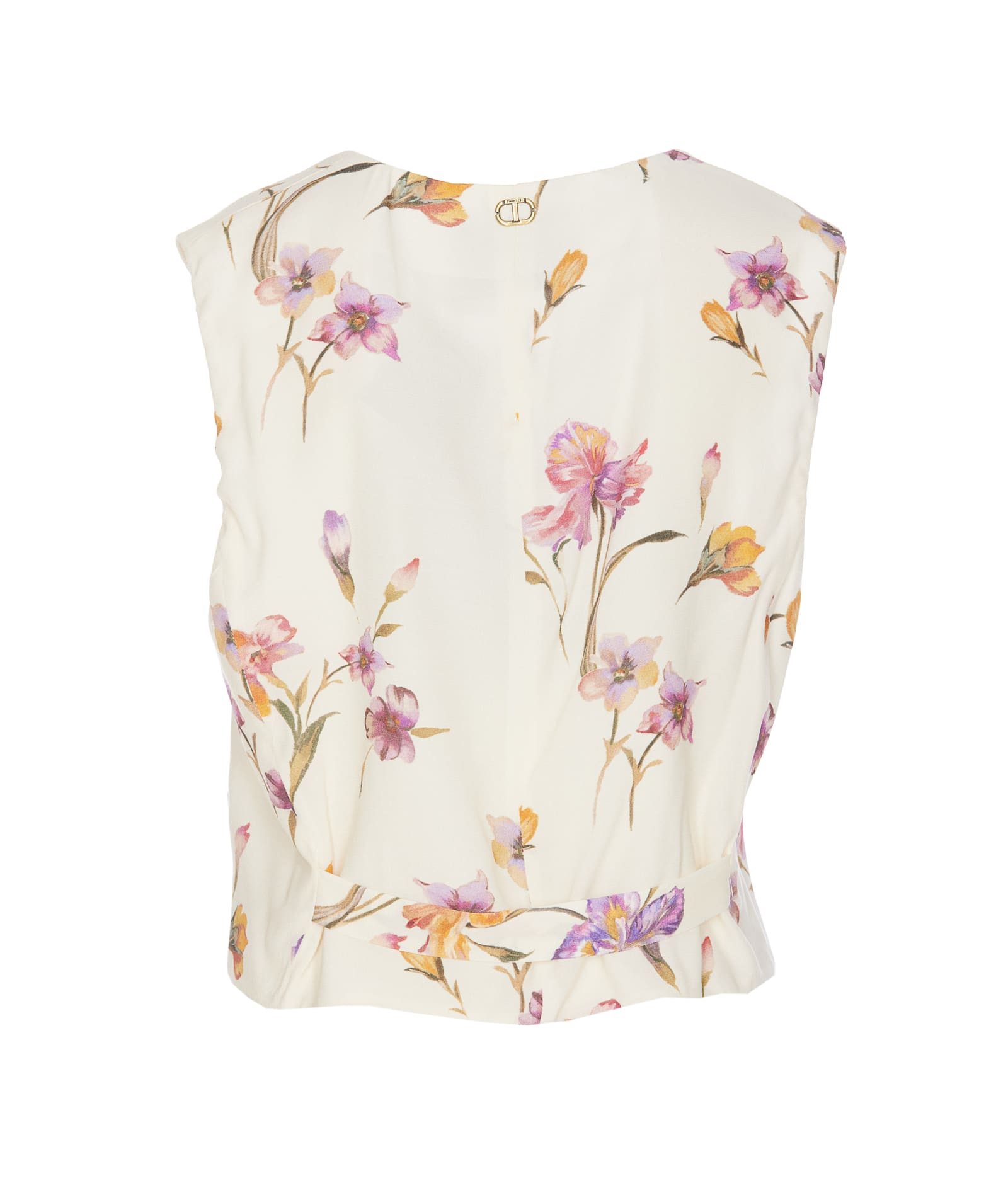 Shop Twinset Floral Print Top In White