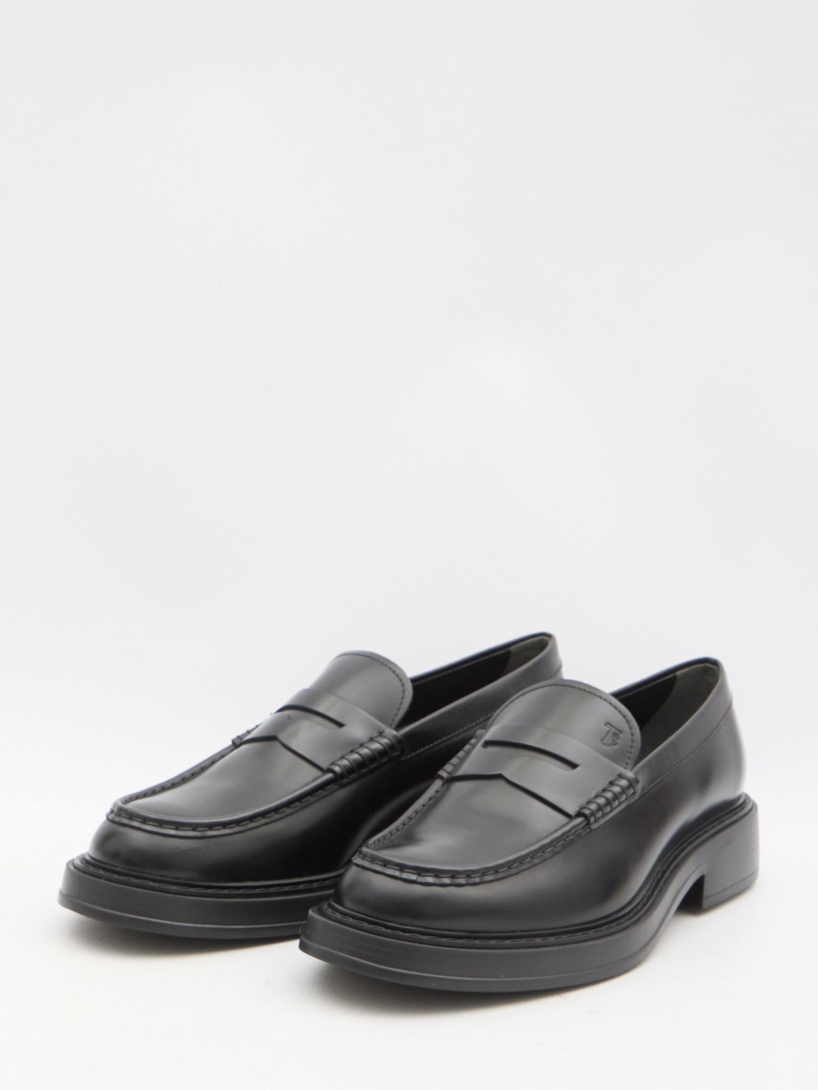 Shop Tod's Leather Loafers In Black