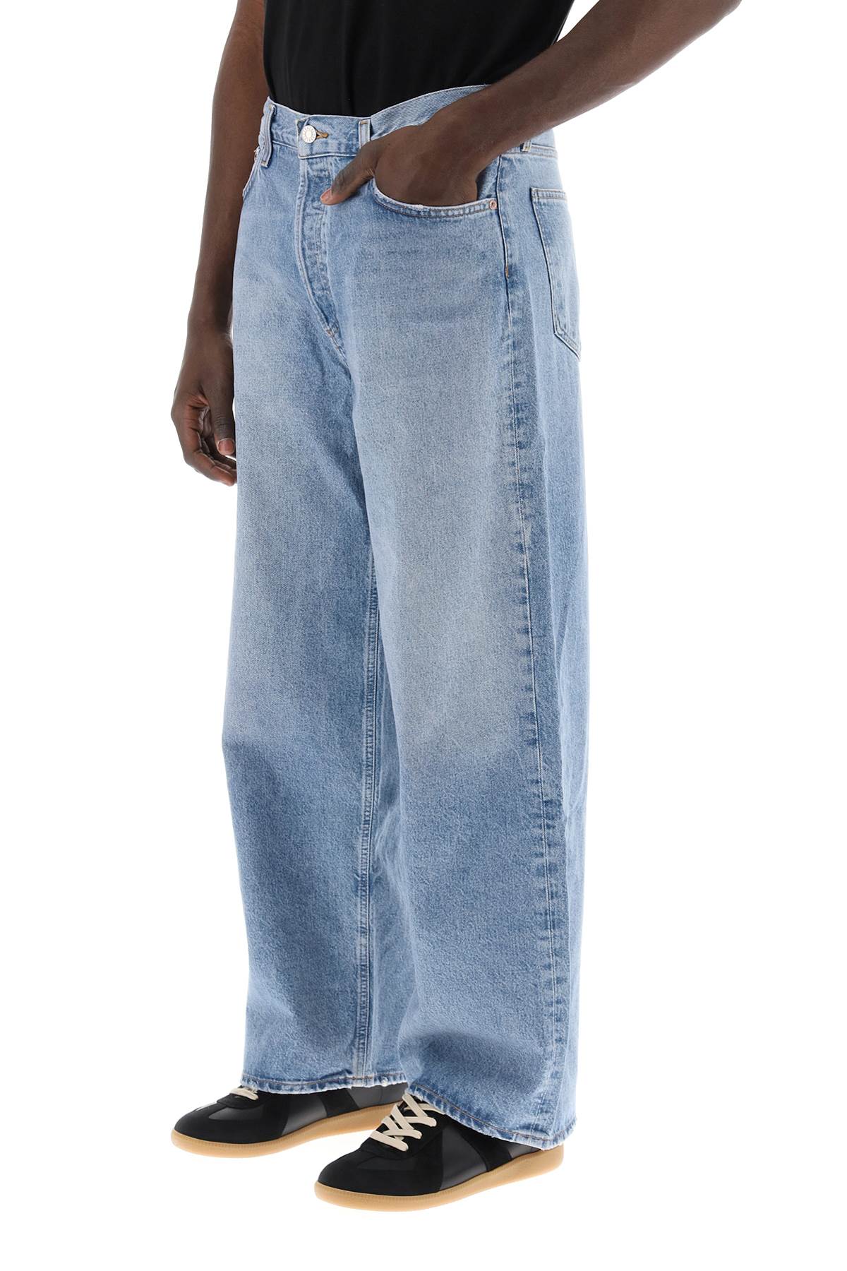 Shop Agolde Low-slung Baggy Jeans In Libertine (blue)