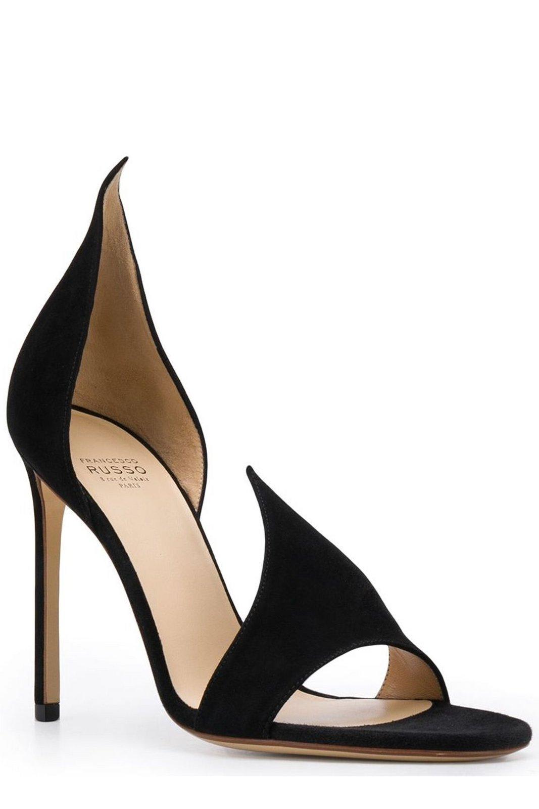 Shop Francesco Russo Flame Open Toe Heeled Sandals In Black