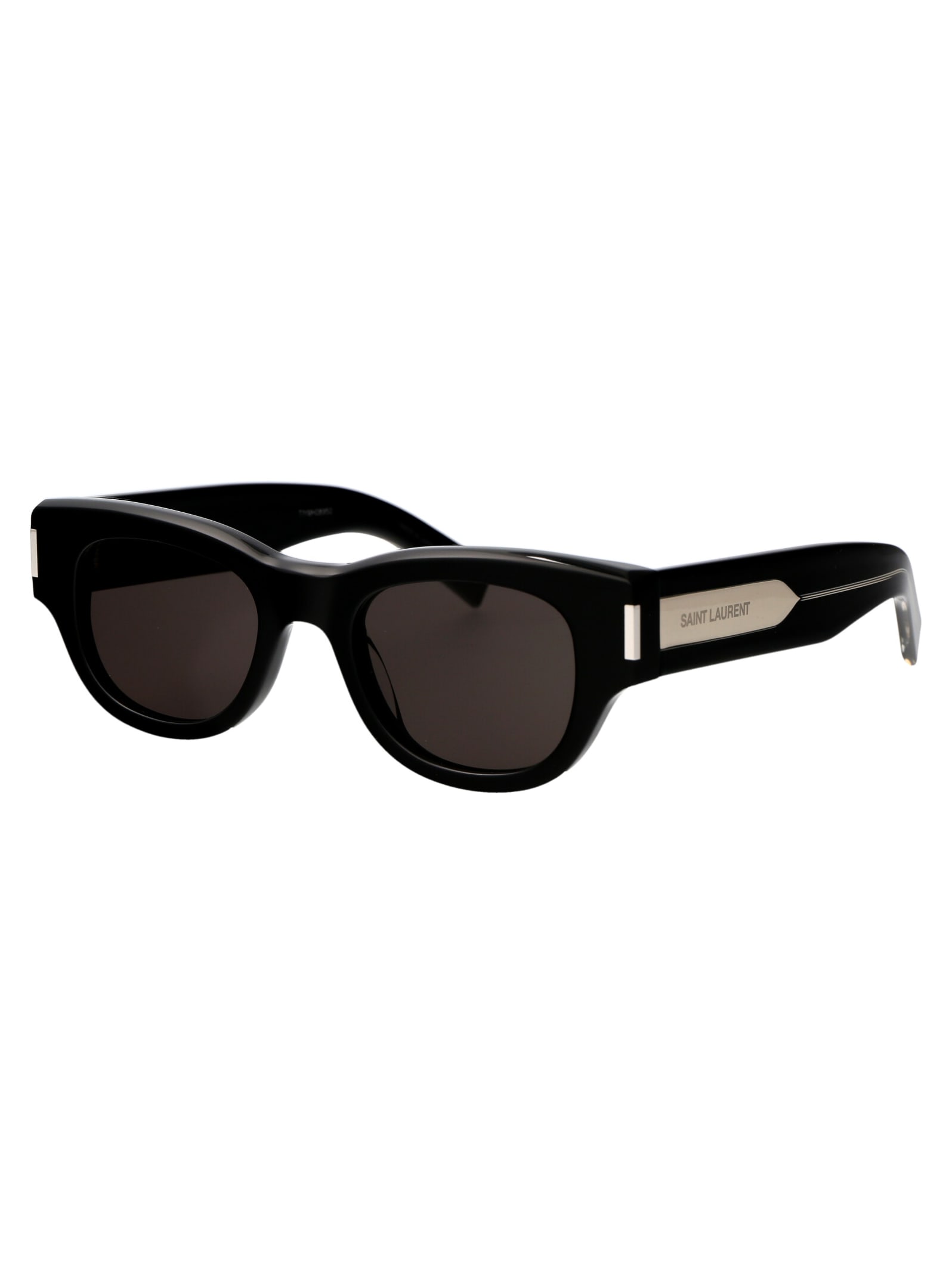 Shop Saint Laurent Sl 573 Sunglasses In 001 Black Crystal Grey