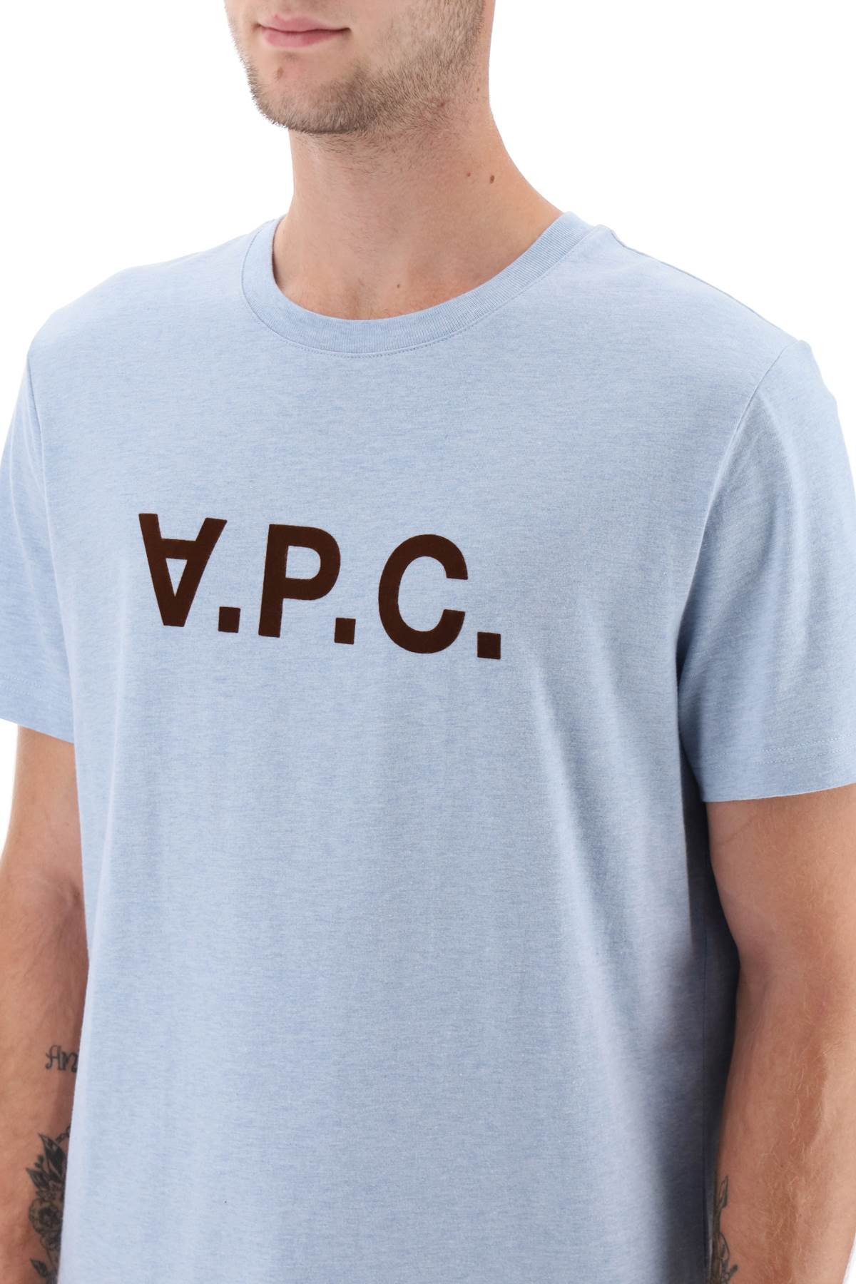 Shop Apc V.p.c. Logo T-shirt In Indigo Delave (light Blue)