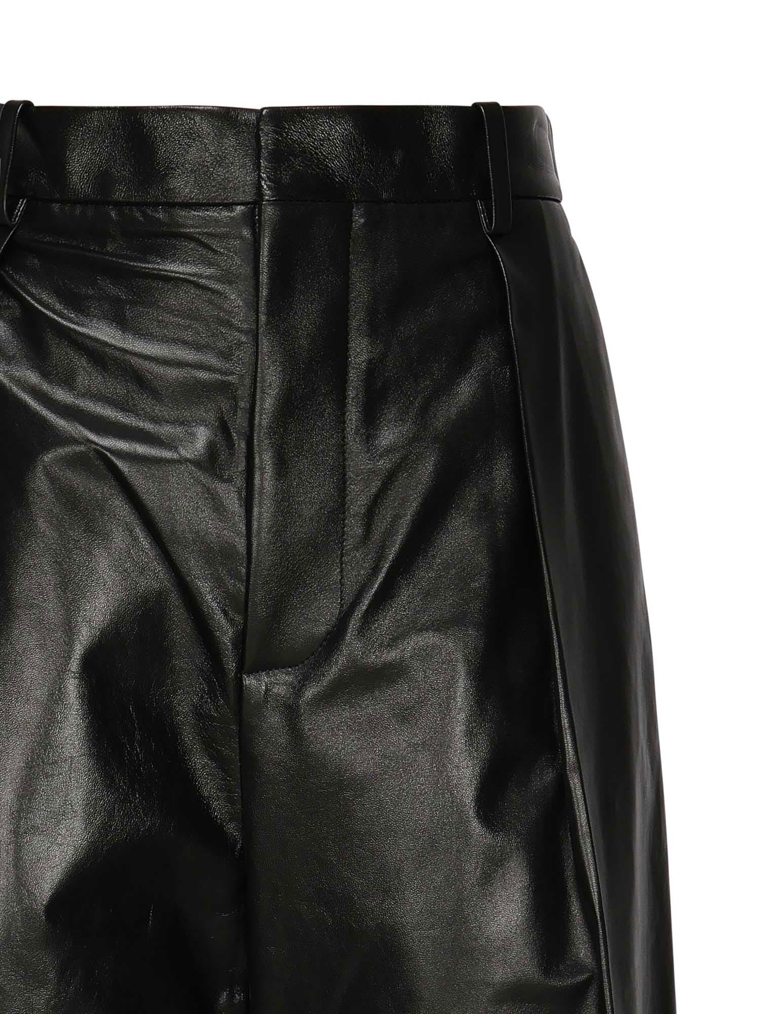Bottega Veneta Leather Pants In Black