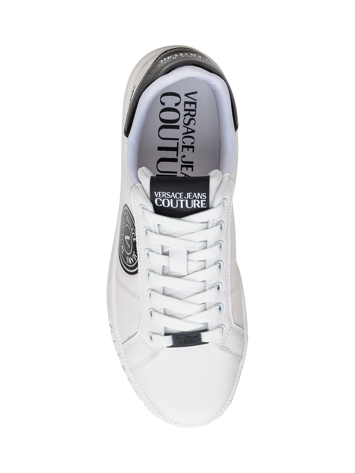 Shop Versace Jeans Couture Court 88 V-emblem Sneaker In White/black