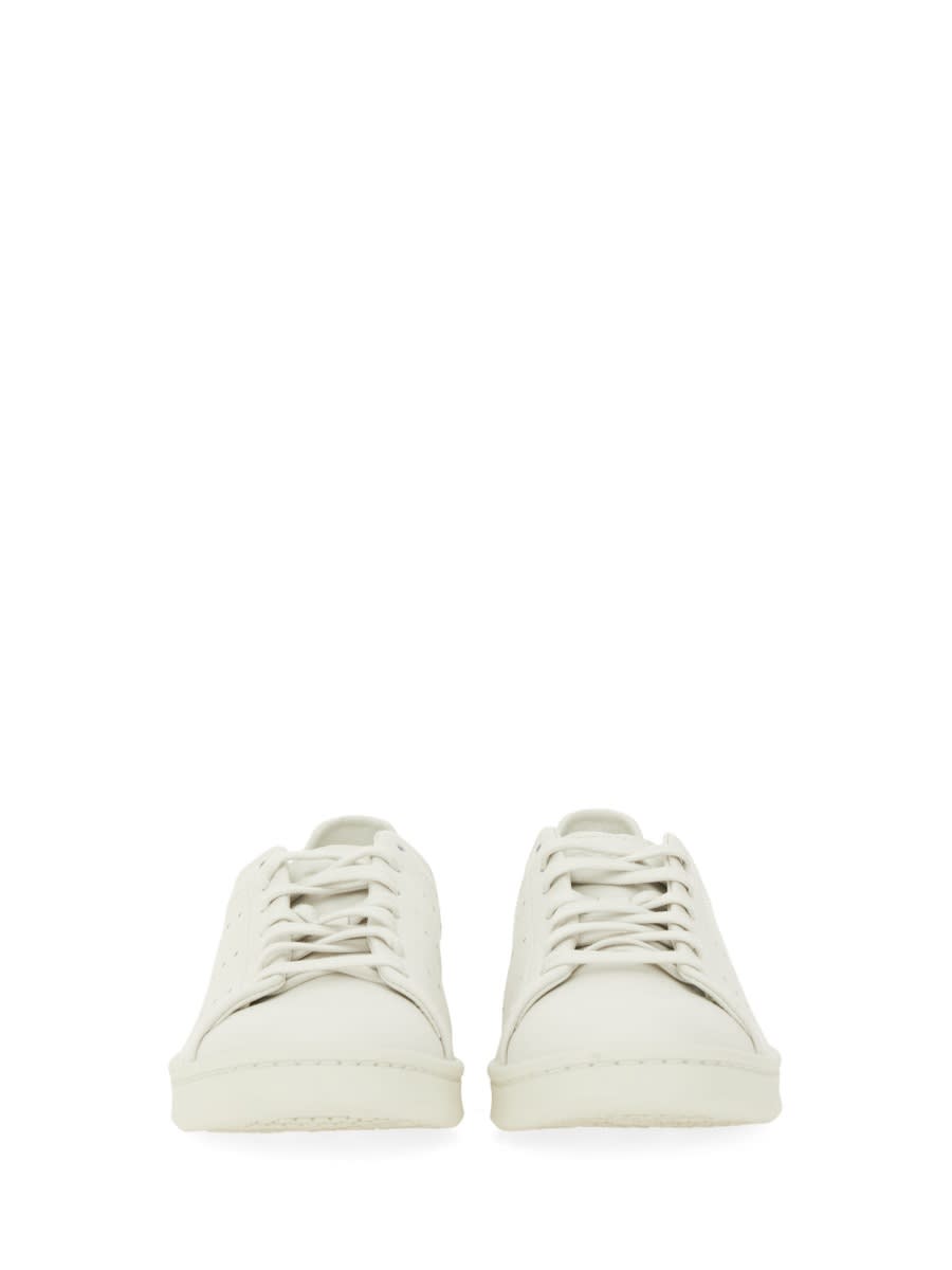 Y-3 White Leather Sneakers With Rounded Toe And Lace-up Closure