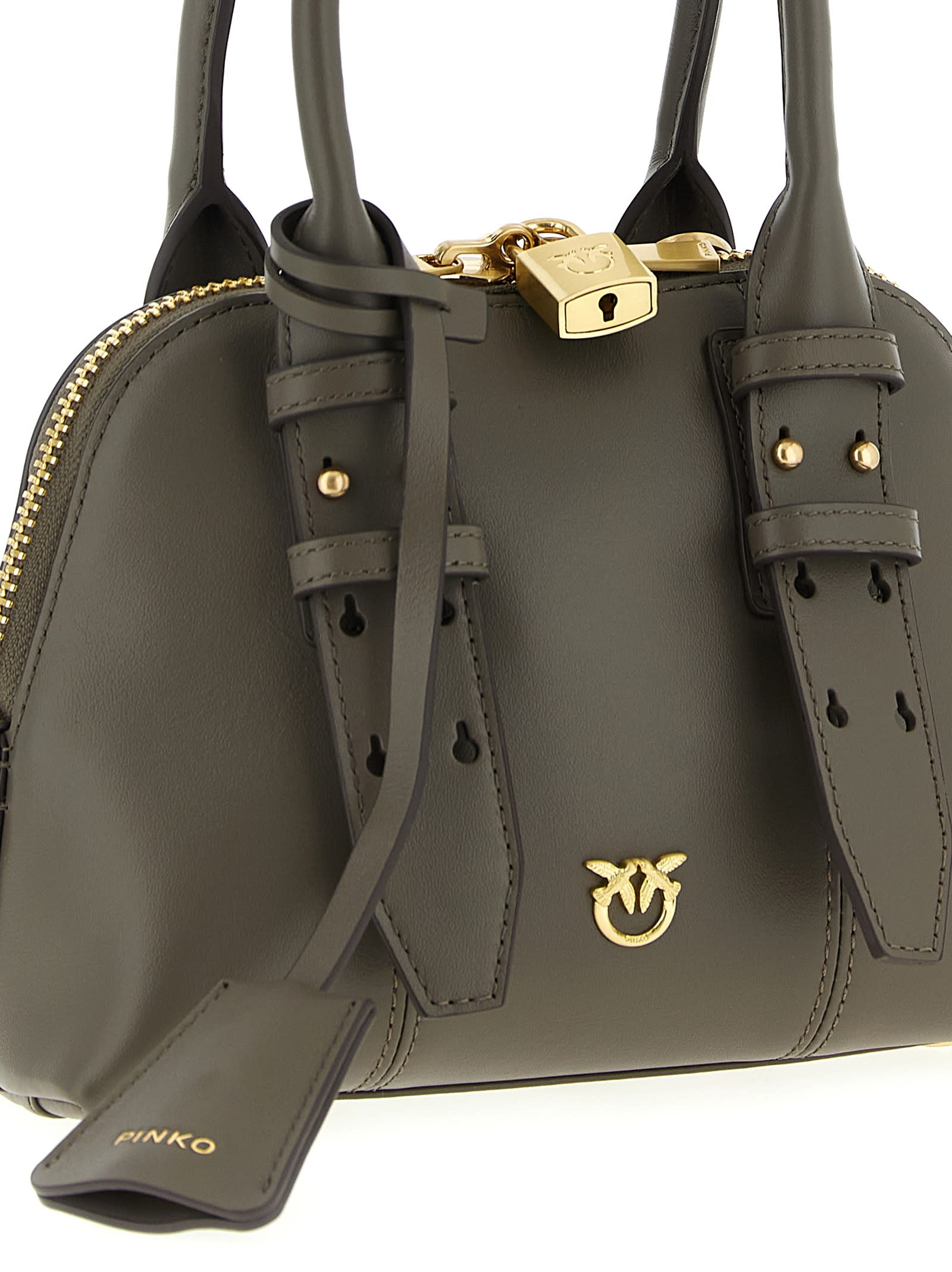 Pinko Buckle-detailing Shoulder Bag In Gray