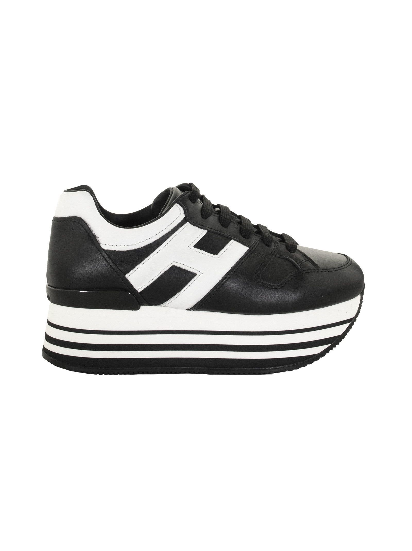 HOGAN MAXI H222 LEATHER SNEAKERS,11240142